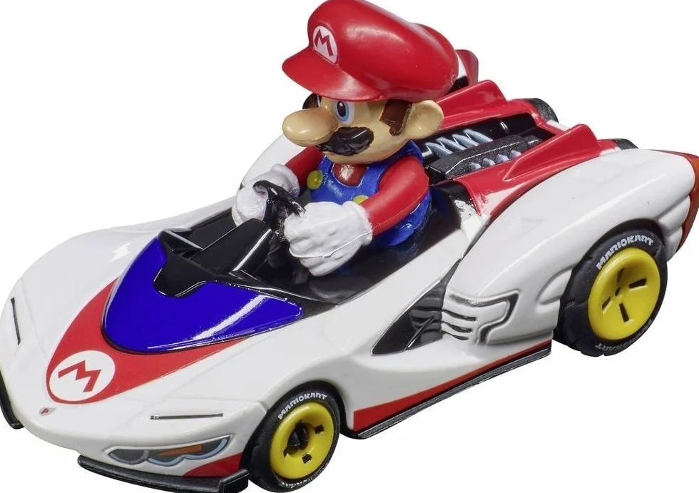 Carrera Go!!! Mario Kart™ - P-Wing zestaw torów wyścigowych z Mario i Yoshi | 2 automaty z 2 regulatorami ręcznymi z przyciskiem turbo | pełen akcji odcinek 4,9 m wraz z loopingiem, licznikiem okrążeń