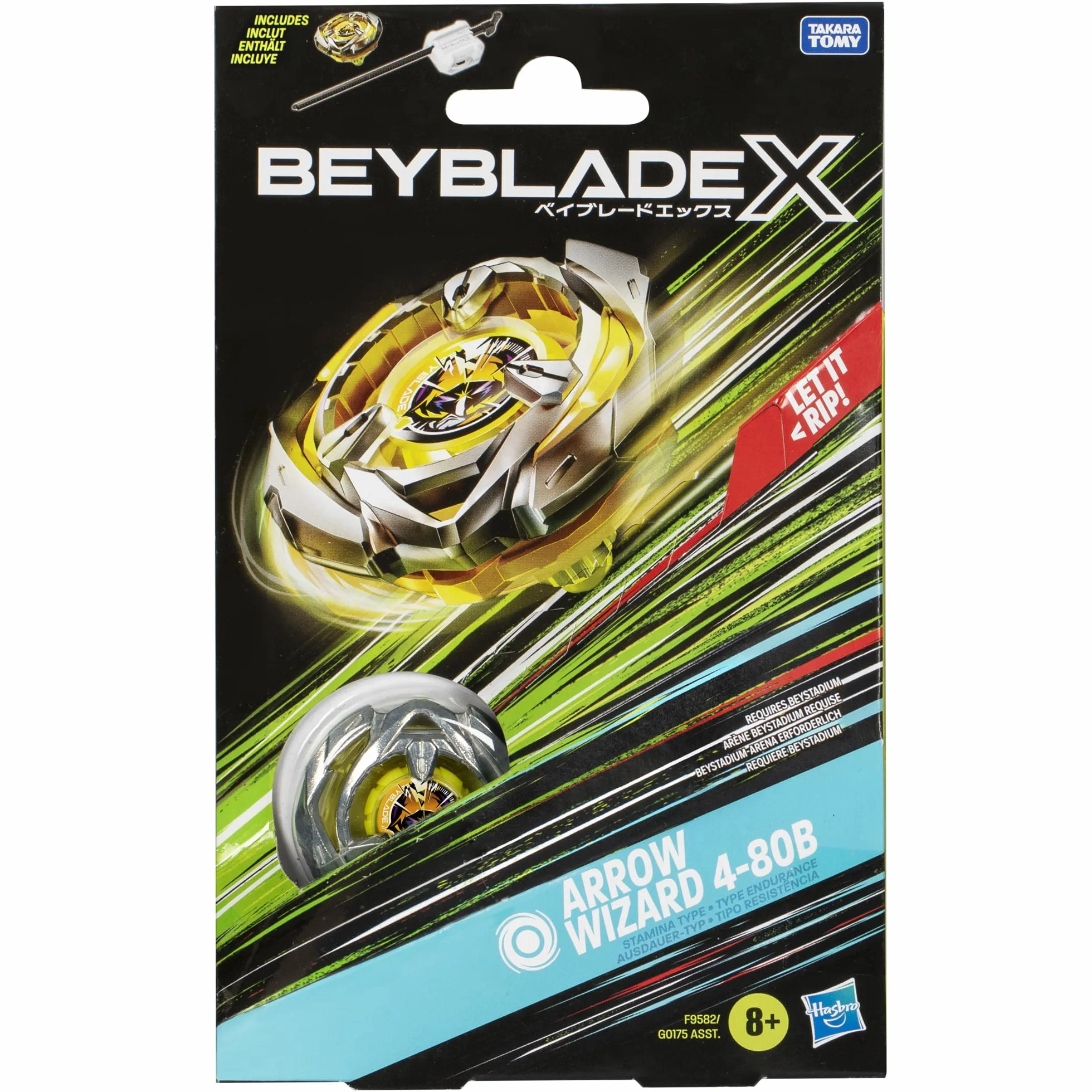 Pakiet startowy Beyblade X Arrow Wizard 4-80B, bączek i wyrzutnia