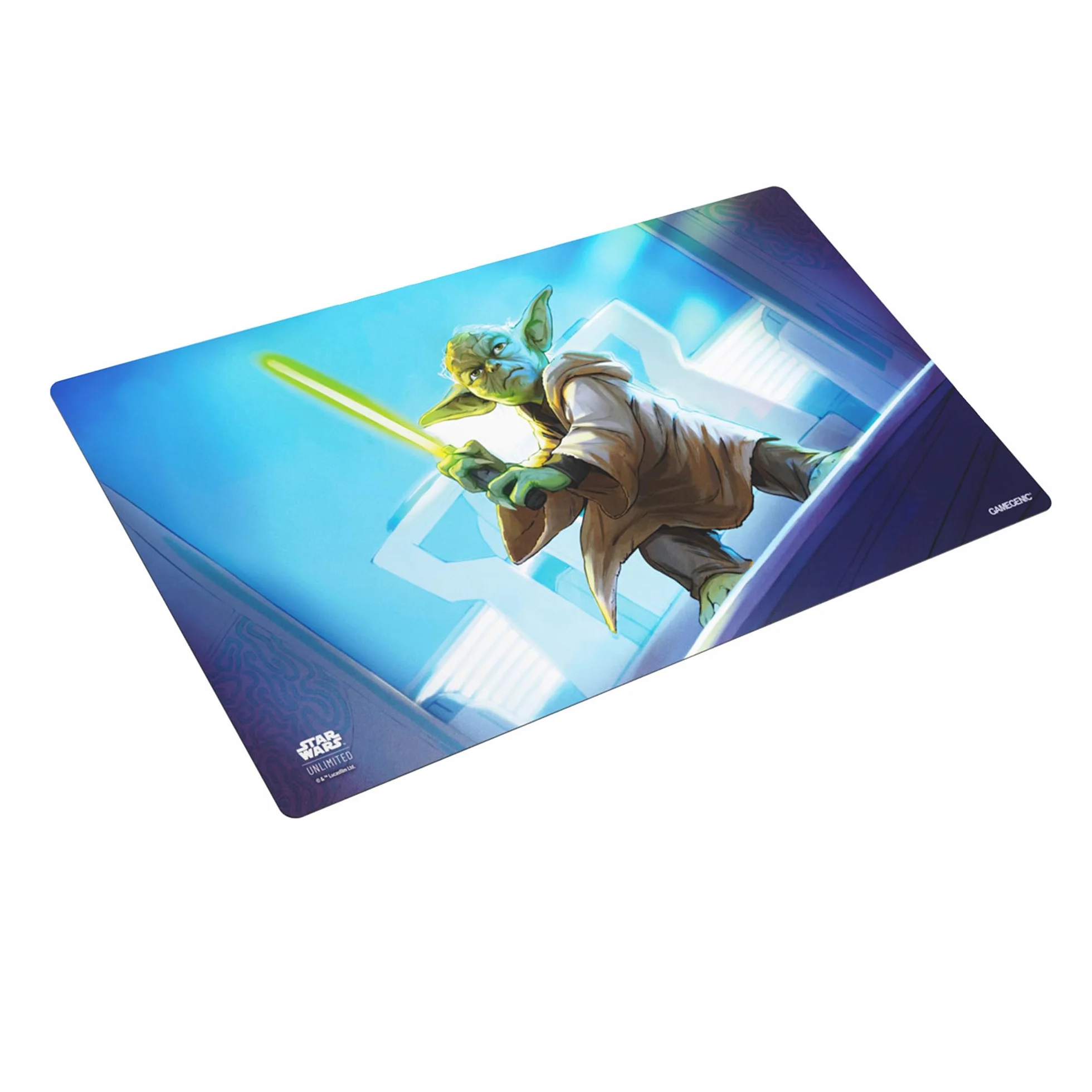 Star Wars Unlimited Yoda PRIME GAME MAT - oficjalnie licencjonowany kolorowy nadruk Playmat, Slip-Resistant 24" by 14" Rubber Mat, kompatybilny z TCG i LCGs, Made by Gamegenic