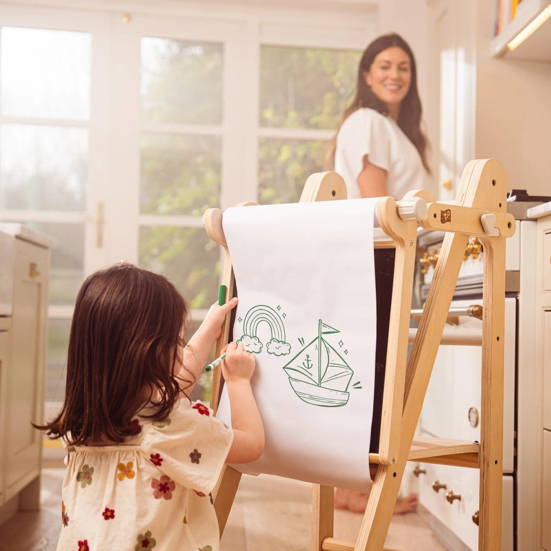 TP Toys Active Tots Wooden Easel Accessory – tablica kredowa i papierowa przewijana do kreatywnej gry