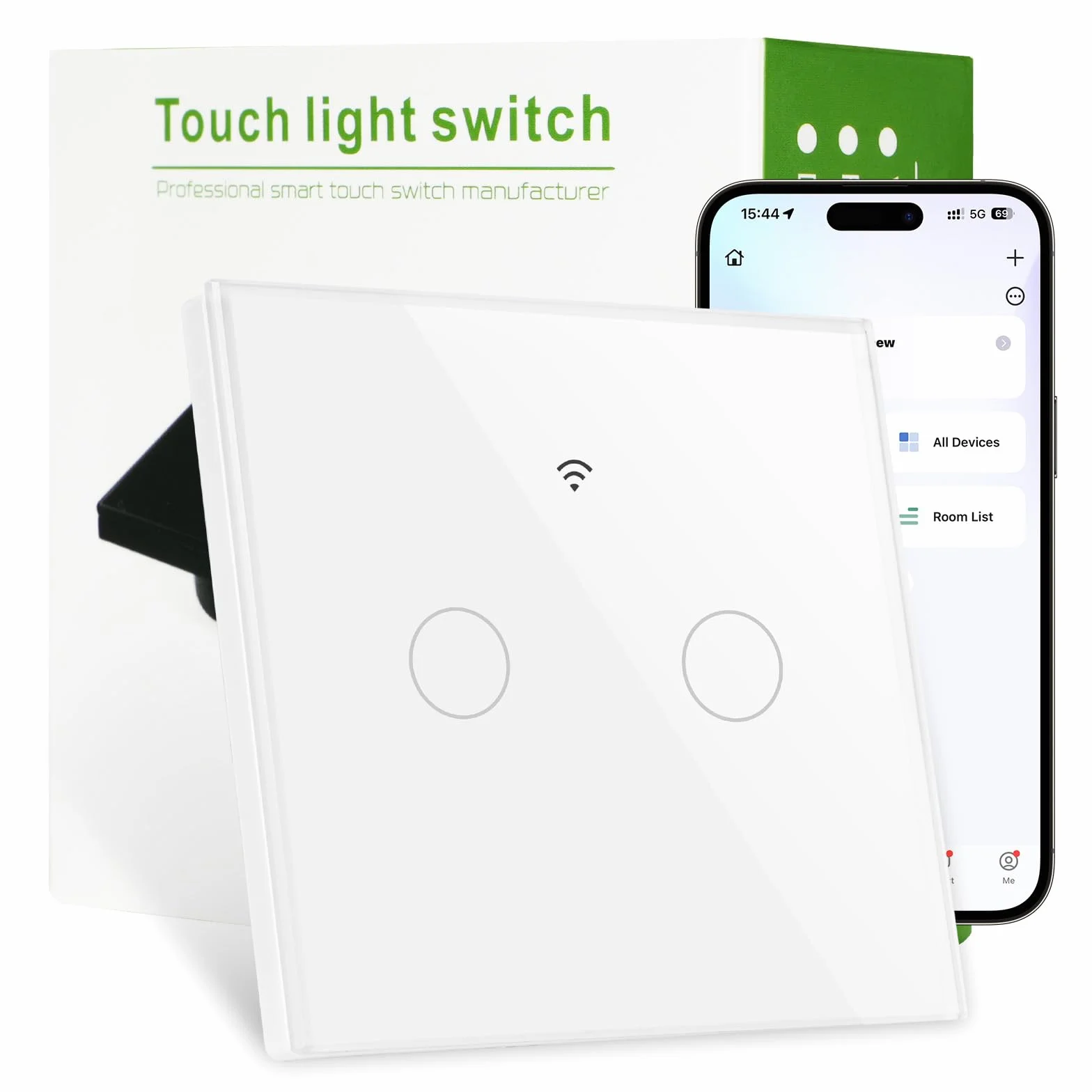 Ainiv Inteligentny włącznik światła WiFi 2-kanałowy 2,4 GHz, obsługa Alexa Google Home, aplikacja Tuya, sterowanie głosem, hartowane szkło, dotykowa rama, przełącznik ścienny, podtynkowy, biały
