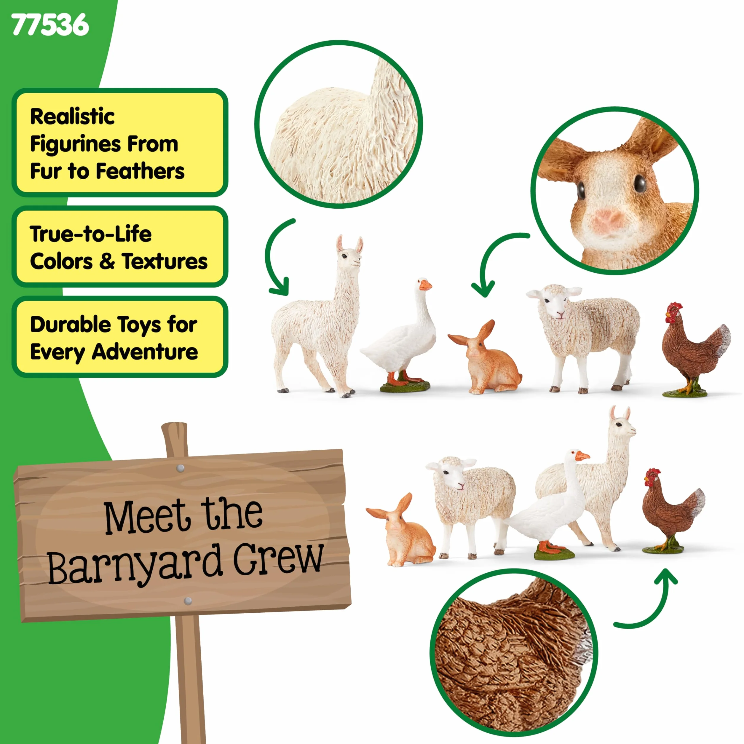 schleich FARM WORLD | Zestaw zwierząt z farmy 77536 z królikiem, gęsią, kurą, owcą i lamą | zabawka farmerska od 3 lat | szczegółowy zestaw 5-częściowy | tylko w Amazon