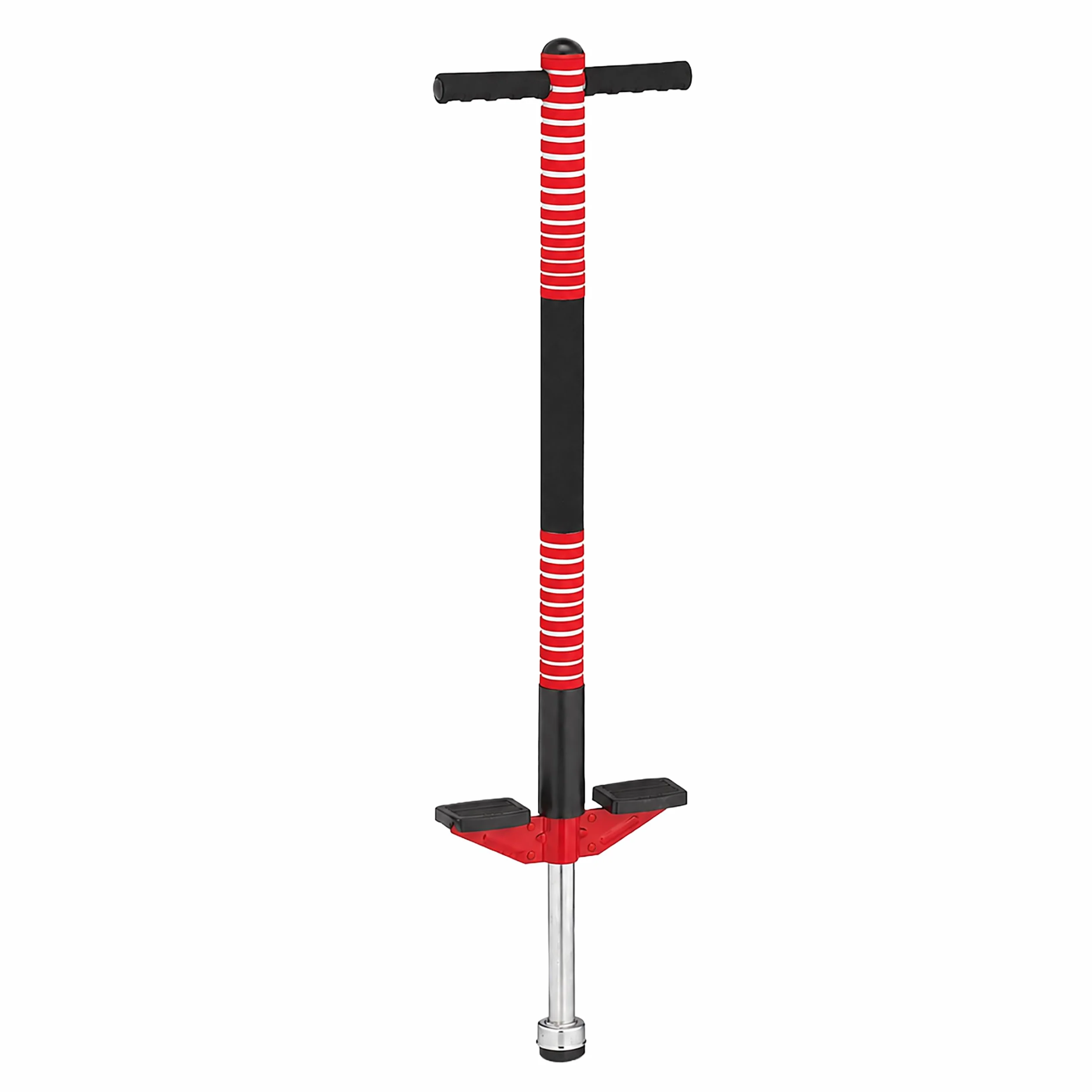 Relaxdays Kij pogo, dla dzieci, do 35 kg, wyściełany, drążek do skakania na zewnątrz, antypoślizgowy, stal nierdzewna, czerwony