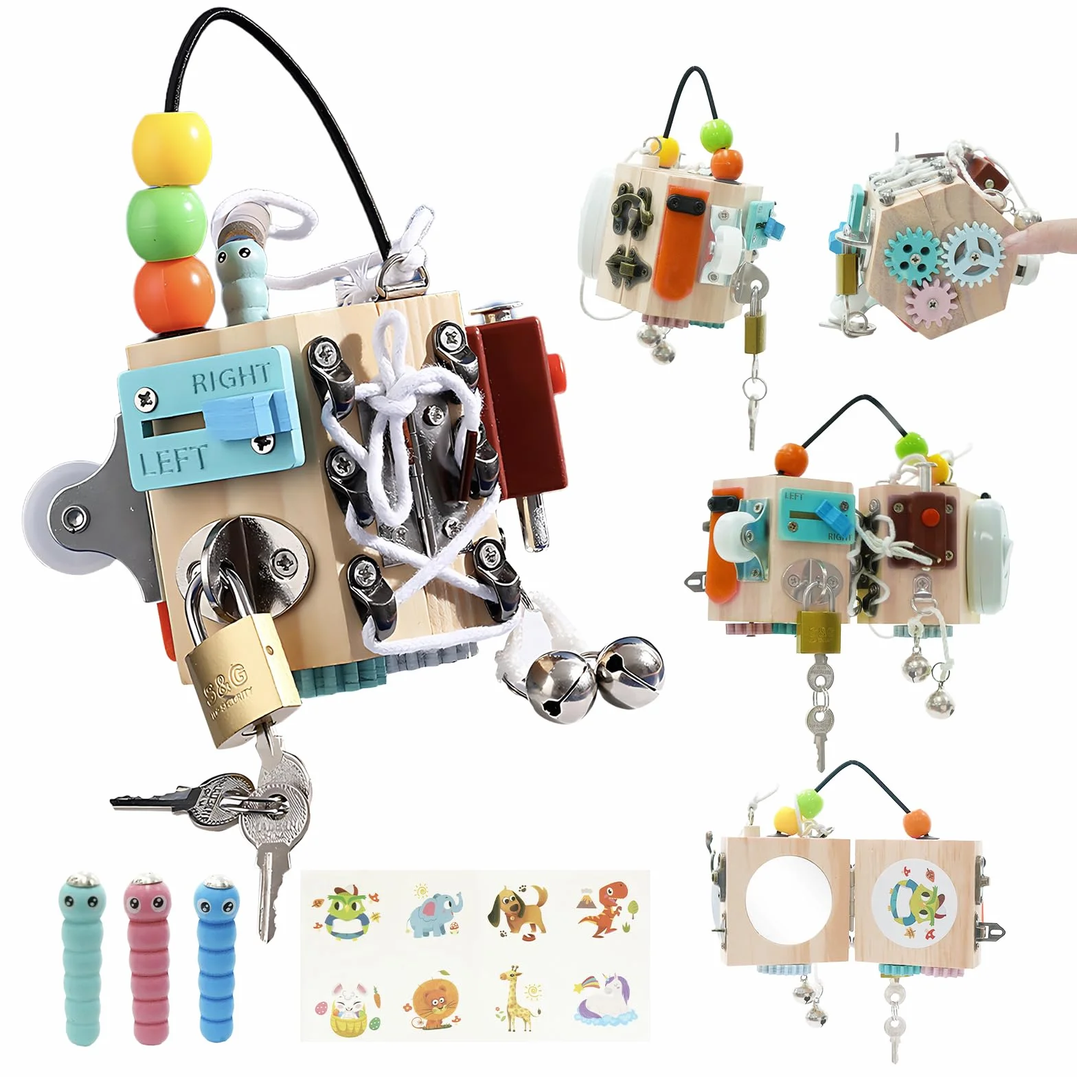 Busy Board Baby Busy Activity Cube|15 w 1 Fidget Cube Kostka Stresowa Przenośna Zabawka Antystresowa, Zabawka Kostka Aktywności, Kostka Motoryczna Montessori Zabawka Edukacyjna dla Małych Dzieci od 3