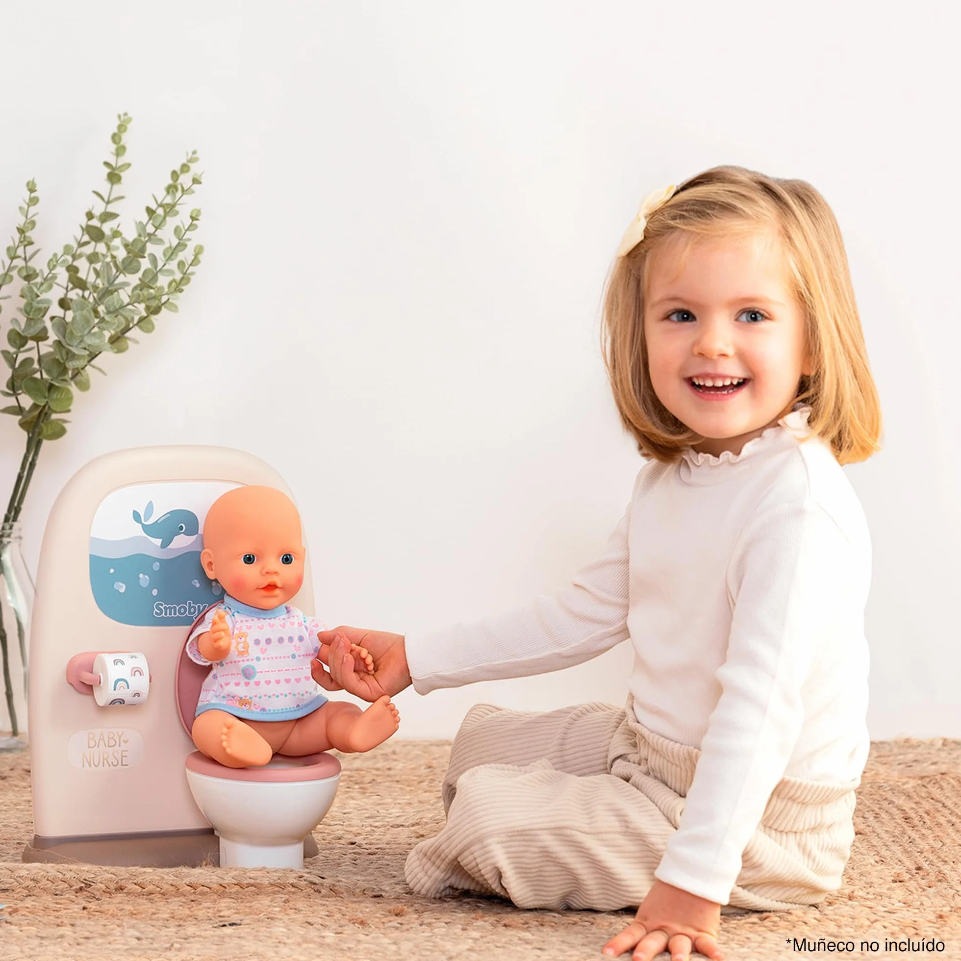 Smoby - toaleta dla lalek, toaleta dla lalek, toaleta i rolka papieru, umywalka z lustrem, szczoteczka do zębów i kubkiem, lalka nie jest wliczona w cenę, od 3 lat (7600220380)