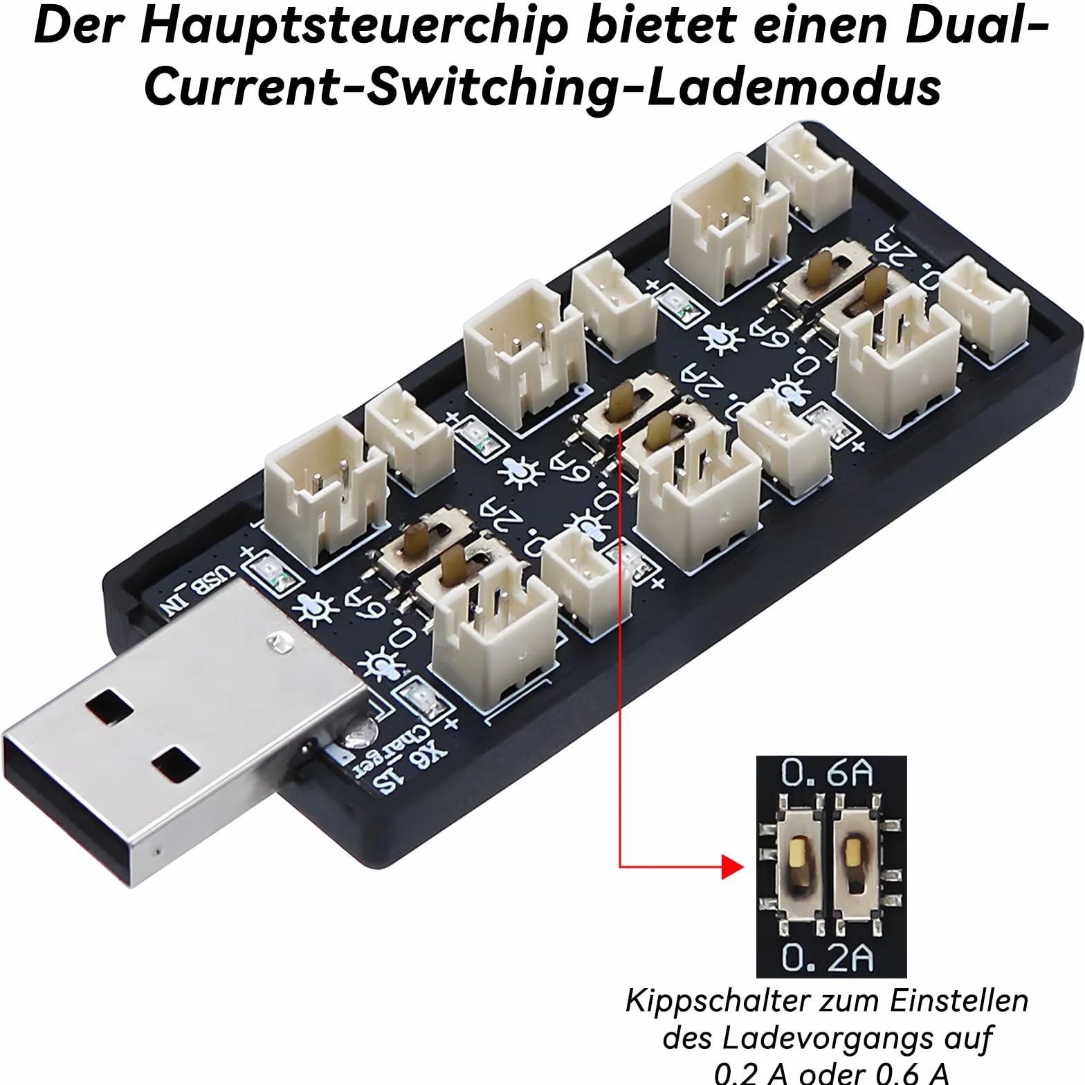 1S Lipo Akumulator LiHV Ładowarka - 3.7V/4.2V Ładowarka do Akumulatorów Lipo z USB 6 Kanałów i Mikro JST 1.25 JST-PH 2.0mm Złącze dla Tiny Whoop Blade Inductrix FPV E013 E010 JJRC H67 H36