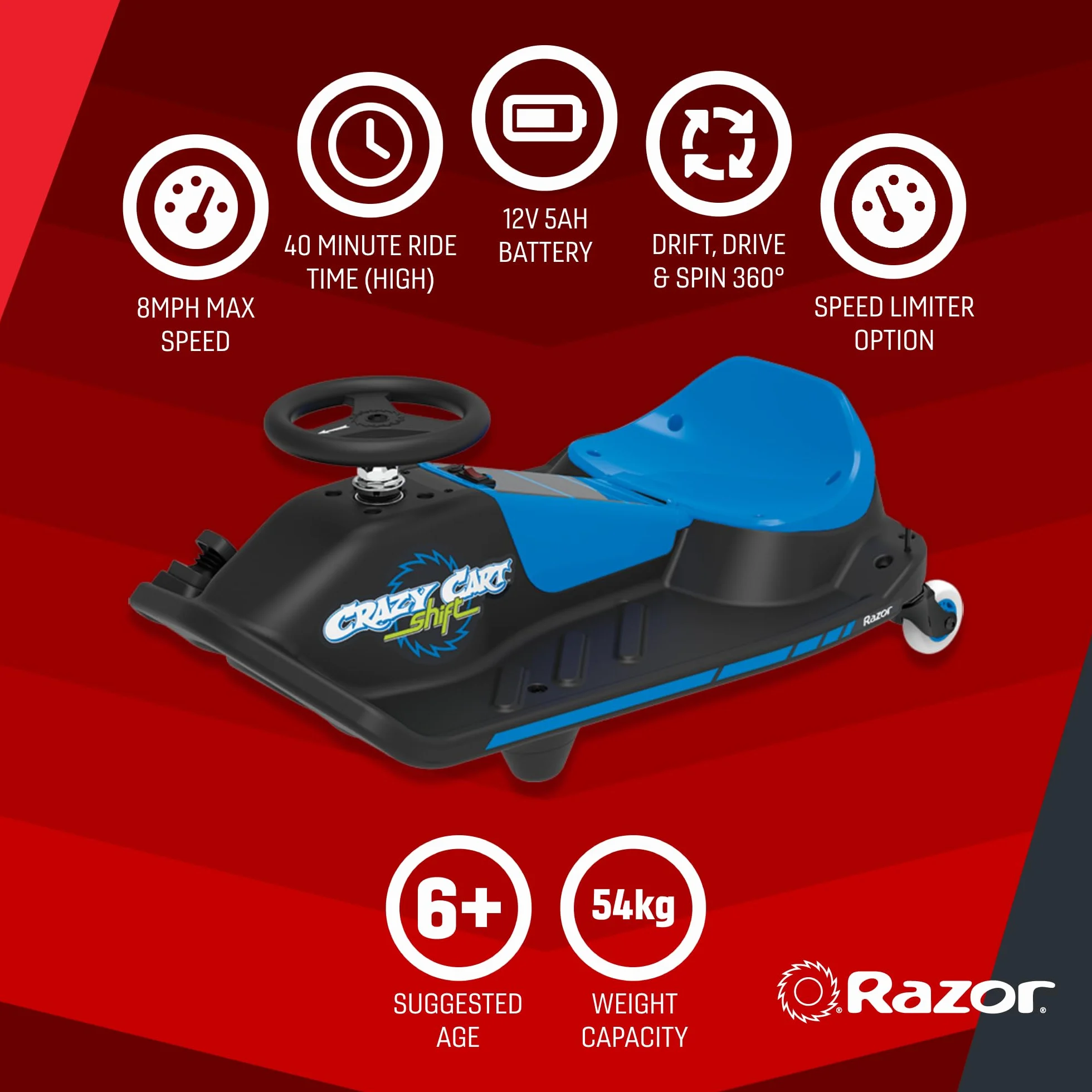 Razor Crazy Cart Shift 25173840 Gokart, Niebieski/Czarny, od 6 lat