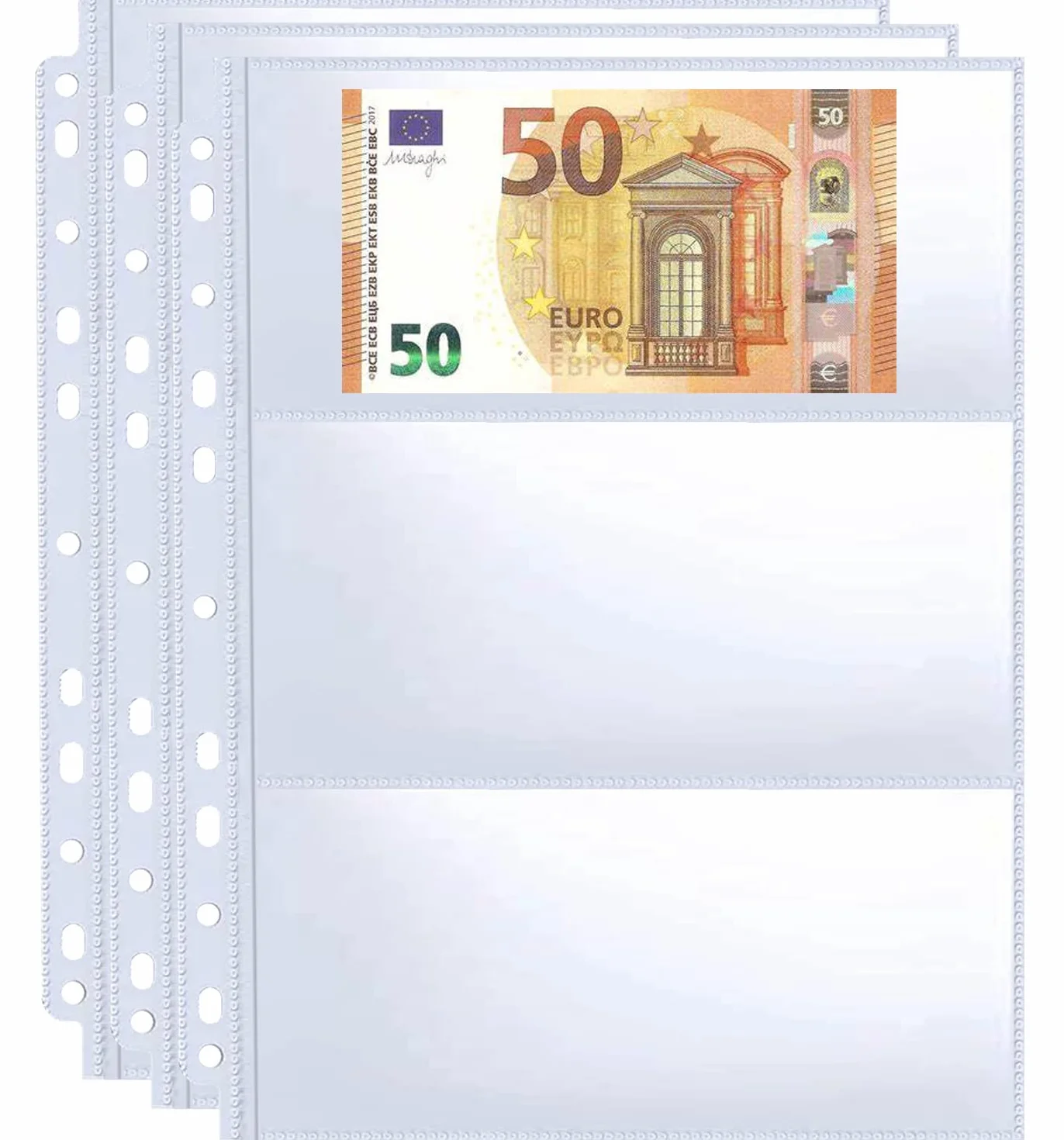 Opakowanie 30 etui na banknoty z 180 kieszeniami z 11 otworami, strona uzupełniająca do albumu do odbioru gotówki, dwustronne arkusze walut z 3 kieszeniami do odbioru euro, papierowe pieniądze