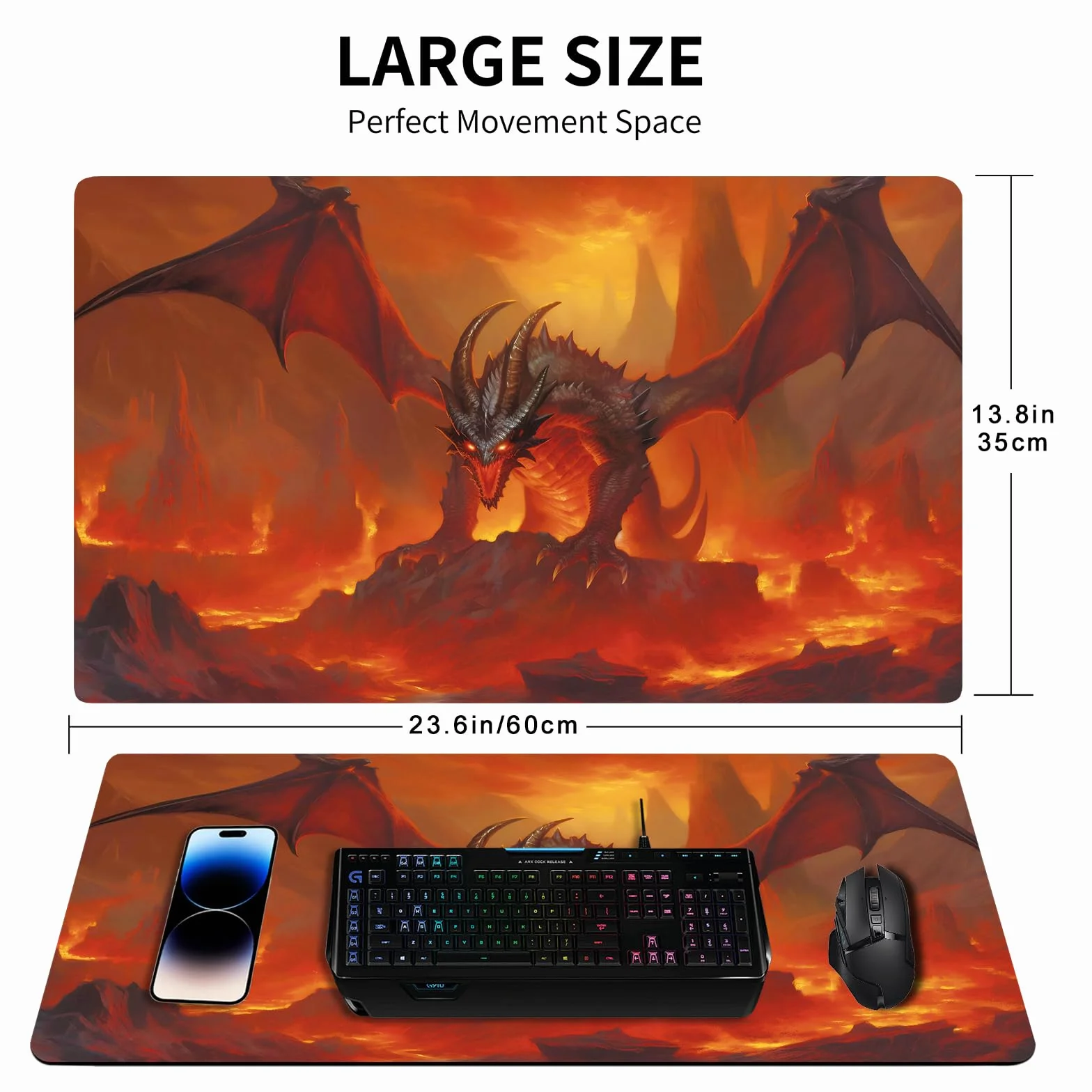 MTG Playmat, maty do gry MTG TCG 61 x 35 cm, mata do zabawy z bezpłatną torbą do przechowywania kart, gier, wodoodporna i antypoślizgowa mata do gier
