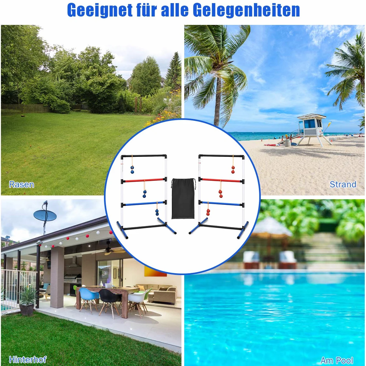 GOPLUS 2-częściowy zestaw do gry w rzucanie drabinka z PCW drabina golfowa z torbą do noszenia zacisk tracker wyników 6 podwójnych kulek gra zręcznościowa