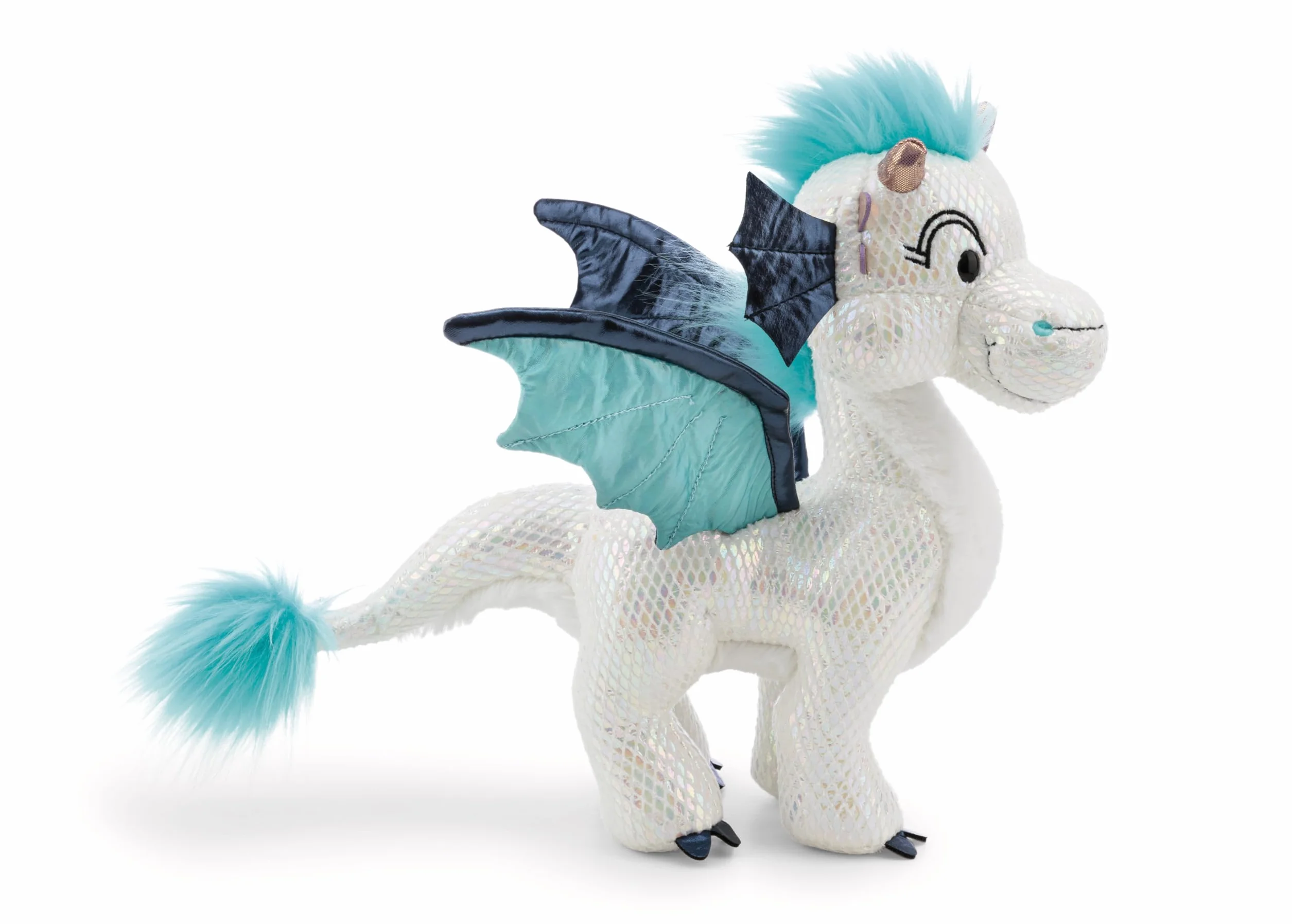 NICI 62420 Smok Zafura, miękki pluszak z brokatowym efektem, maskotka do przytulania i zabawy dla dzieci i dorosłych, 27 cm, biały