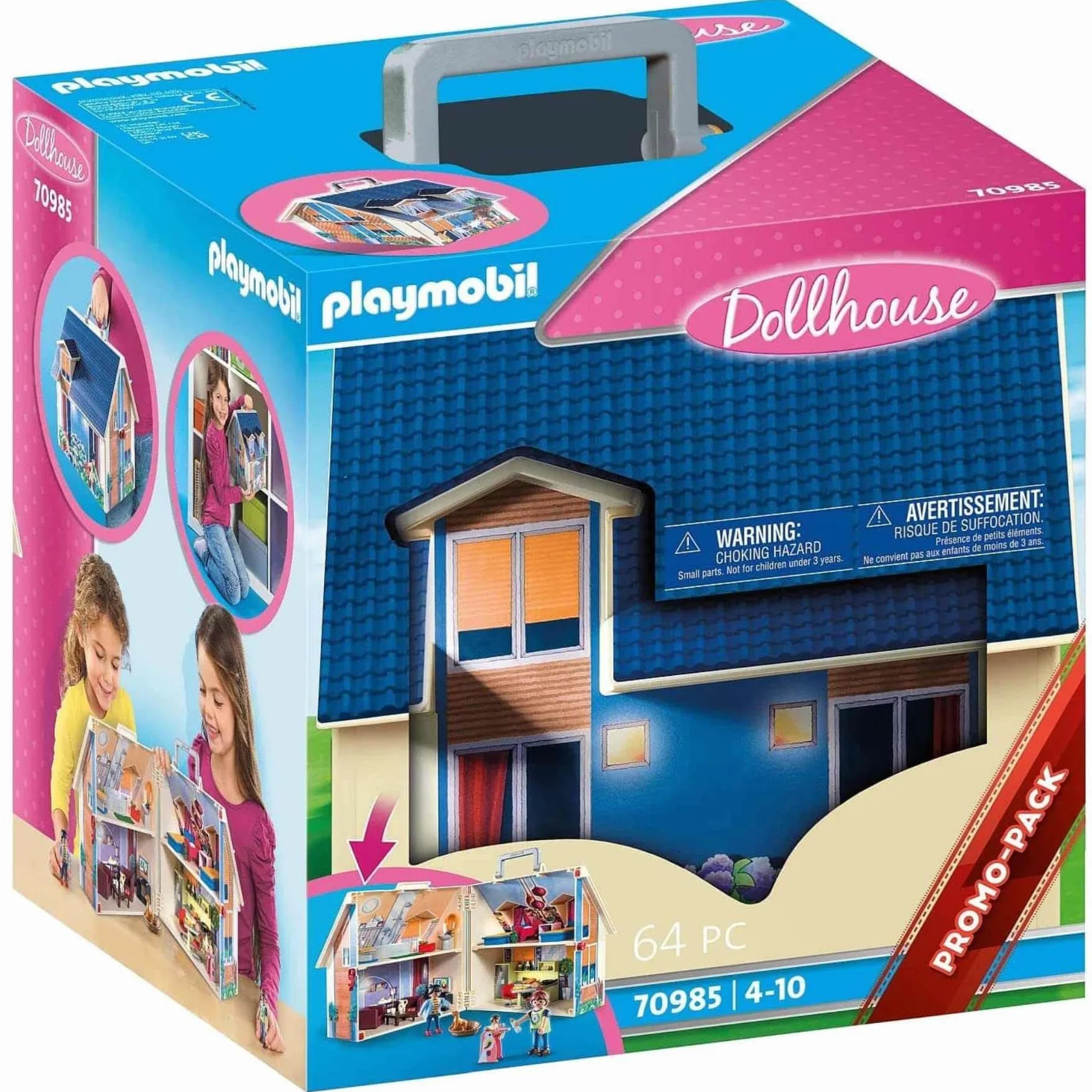 PLAYMOBIL Dollhouse 70985 Przenośny domek dla lalek, do złożenia i zabrania ze sobą, z wieloma dodatkami, od 4 lat