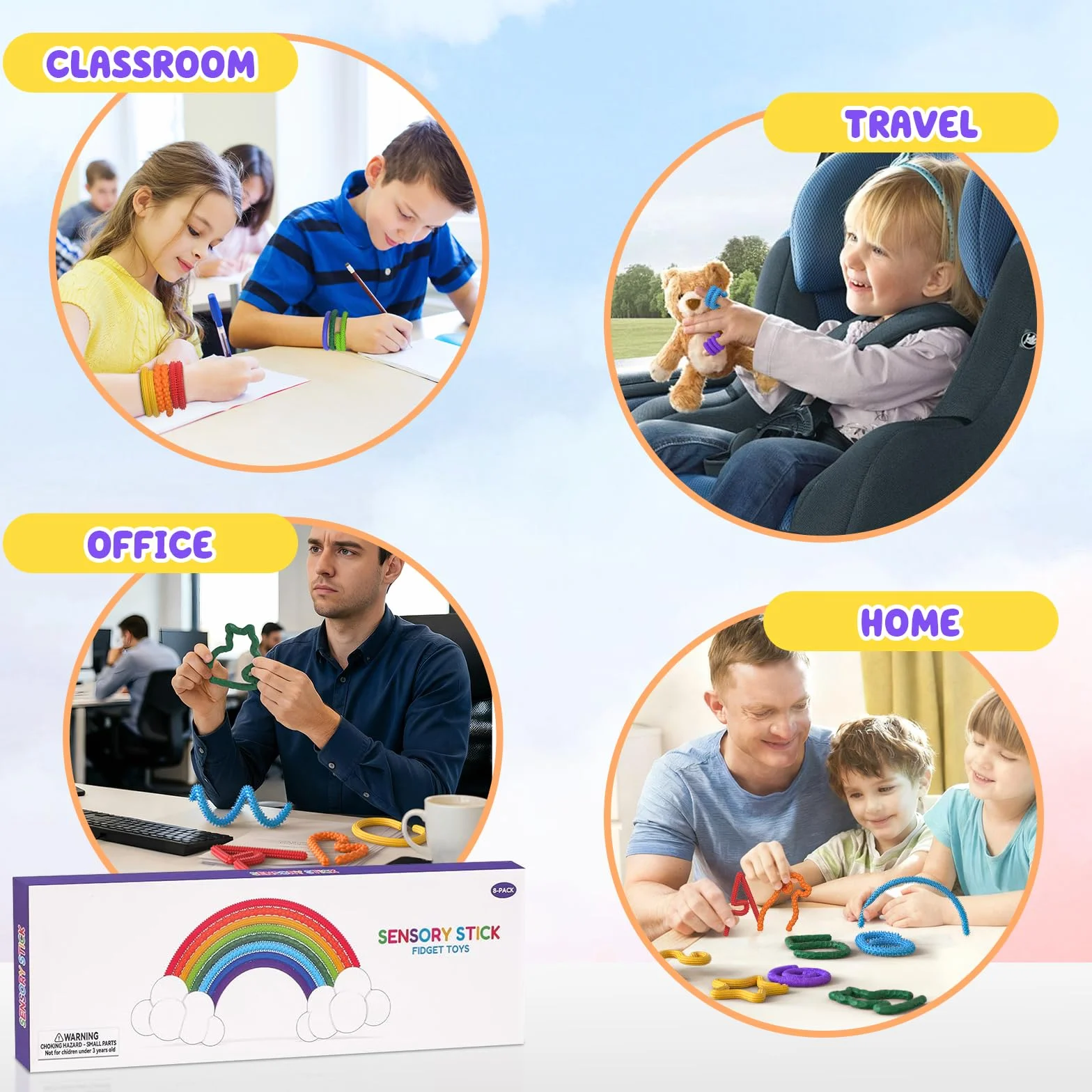 Fidget Toys silikonowy drążek sensoryczny 8P