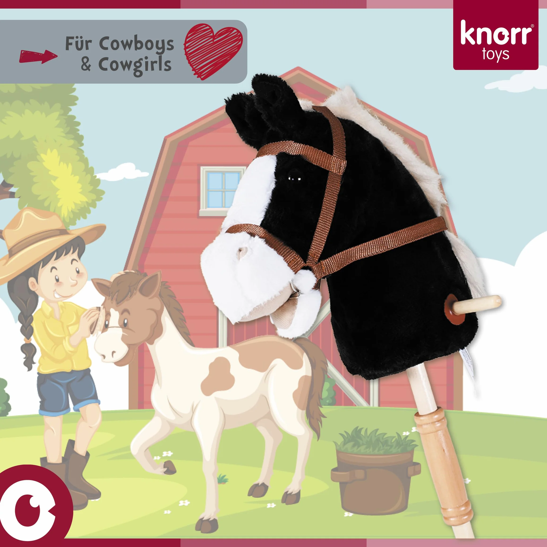 Knorrtoys 40102 - koń na kiju "Blacky", czarny