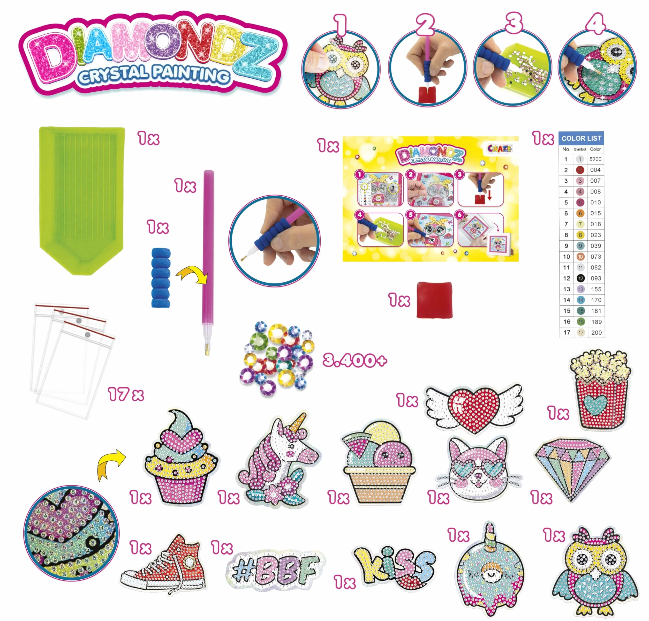 CRAZE Diamondz Mega zestaw naklejek do malowania diamentowego 12 szablonów