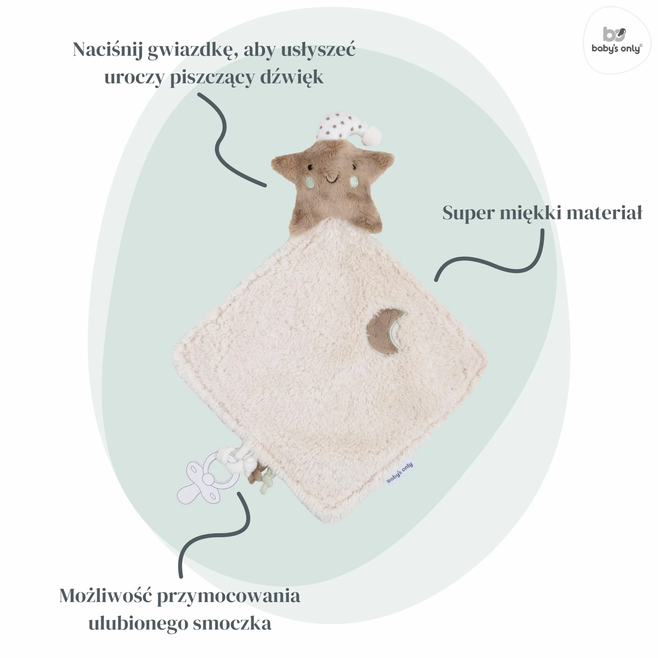 Baby's Only - Przytulanka Heaven - Kocyk Przytulny dla Niemowląt - Ściereczka na Smoczek - Pluszowa Zabawka w Kształcie Gwiazdki - Kocyk Miękki dla Chłopców i Dziewczynek - Clay/Warm Linen