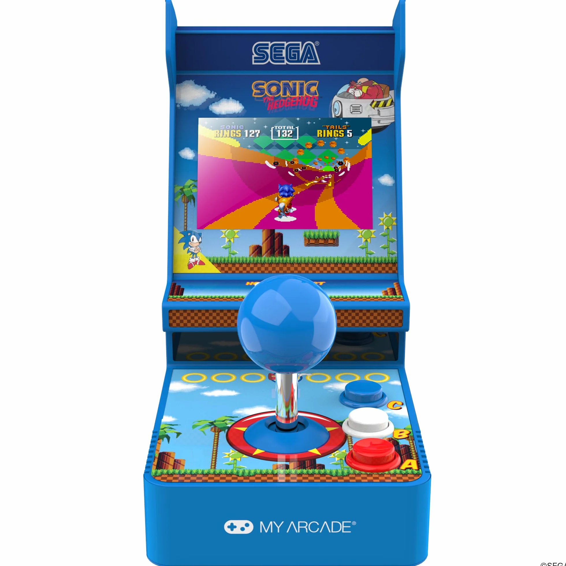 My Arcade Sonic Joystick Player Retro konsola do gier wideo 2 gry w 1 Sega Classic Arcades kolorowy wyświetlacz 3,5 cala