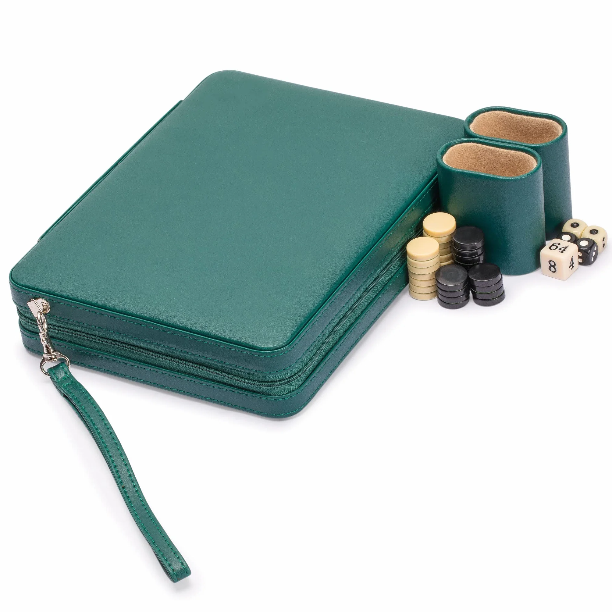Yellow Mountain Imports Podróżny zestaw mini gry w backgammona, "Izmir" - Magnetyczne pionki i plansza o długości 23,5 cm w eleganckim etui ze skóropodobnym materiałem