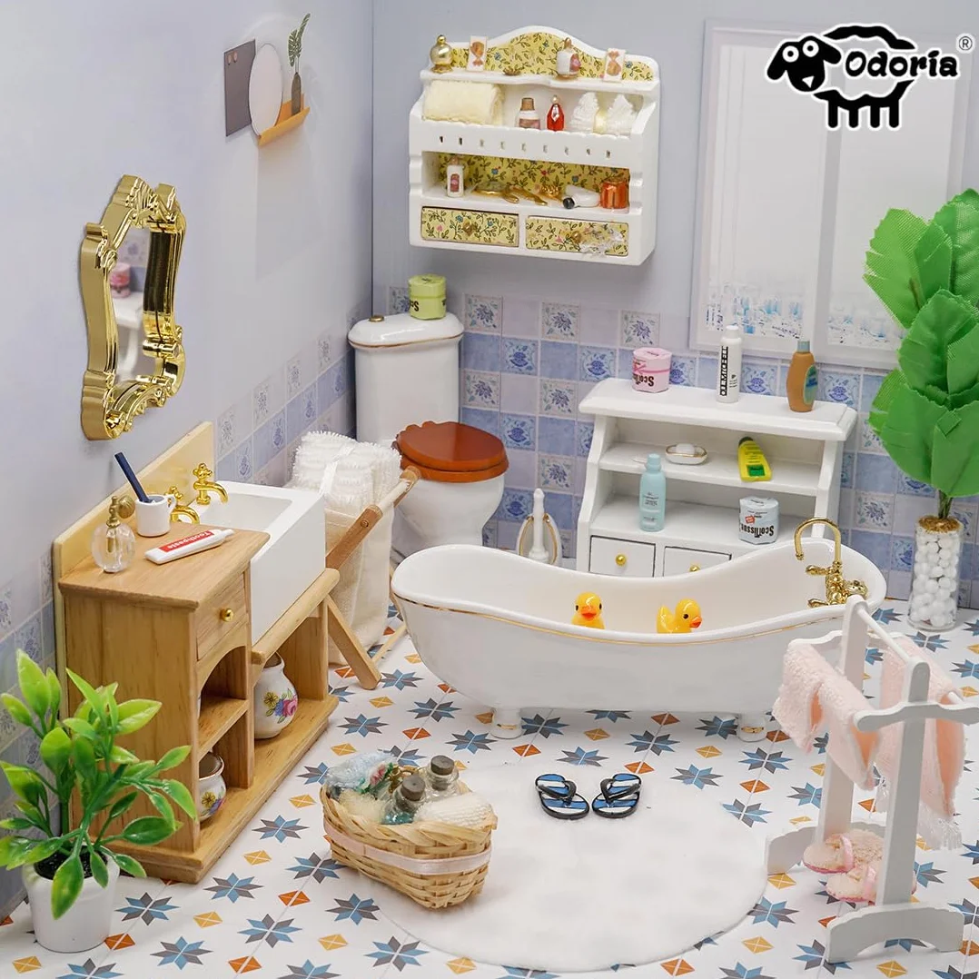 Odoria Skala 1/12 domek dla lalek miniaturowa kuchnia komoda domek dla lalek akcesoria meblowe, biały