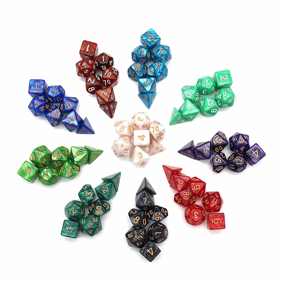 DollaTek Zestaw kości wielościennych 70 sztuk D4 D6 D8 D10 D12 D20 do Dungeons and Dragons DND RPG