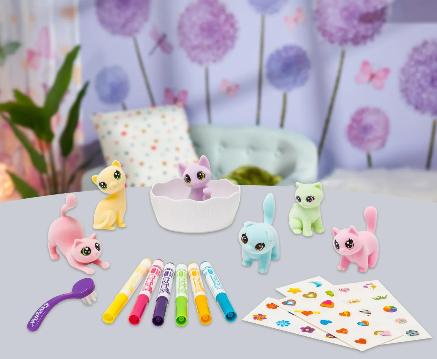 Crayola - Washimals Pets – zestaw do ćwiczeń z naklejkami w pastelowych kolorach, do kolorowania i kąpieli niemowląt, zabawy i prezentu dla dzieci od 3 lat, 74-7515