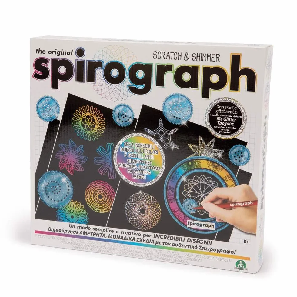Grandi Giochi Spirograph Scratch And Shimmer, zestaw do tworzenia błyszczących i wielobarwnych wzorów, CLG08000