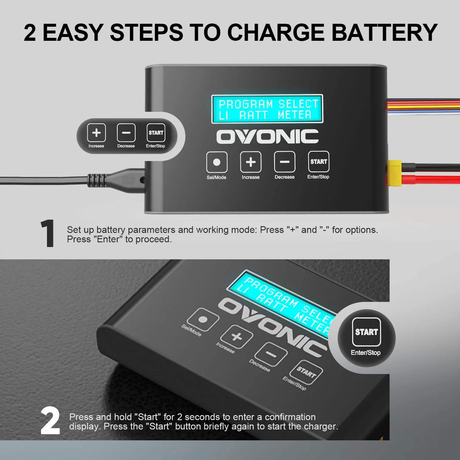 OVONIC Mate1 RC ładowarka akumulatorowa 100W 10A Smart XT60 Balance 2-6S LiIon/LiPo/Life 3-18S NiMH