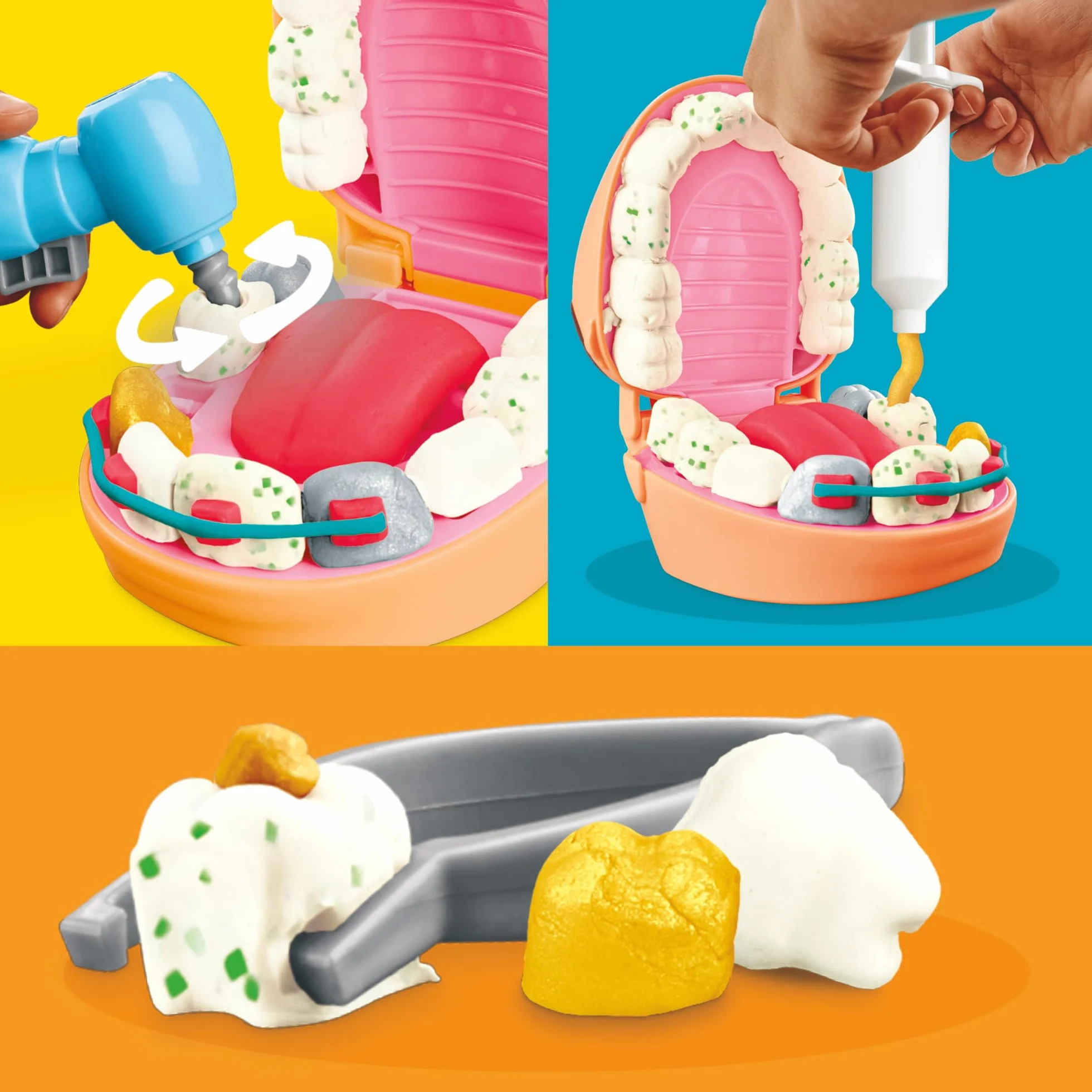 Play-Doh Drill'N'Fill Dentist Drill'N'Fill Dentist Zabawka z Ciastoliną, Wielokolorowy, Od 3 lat