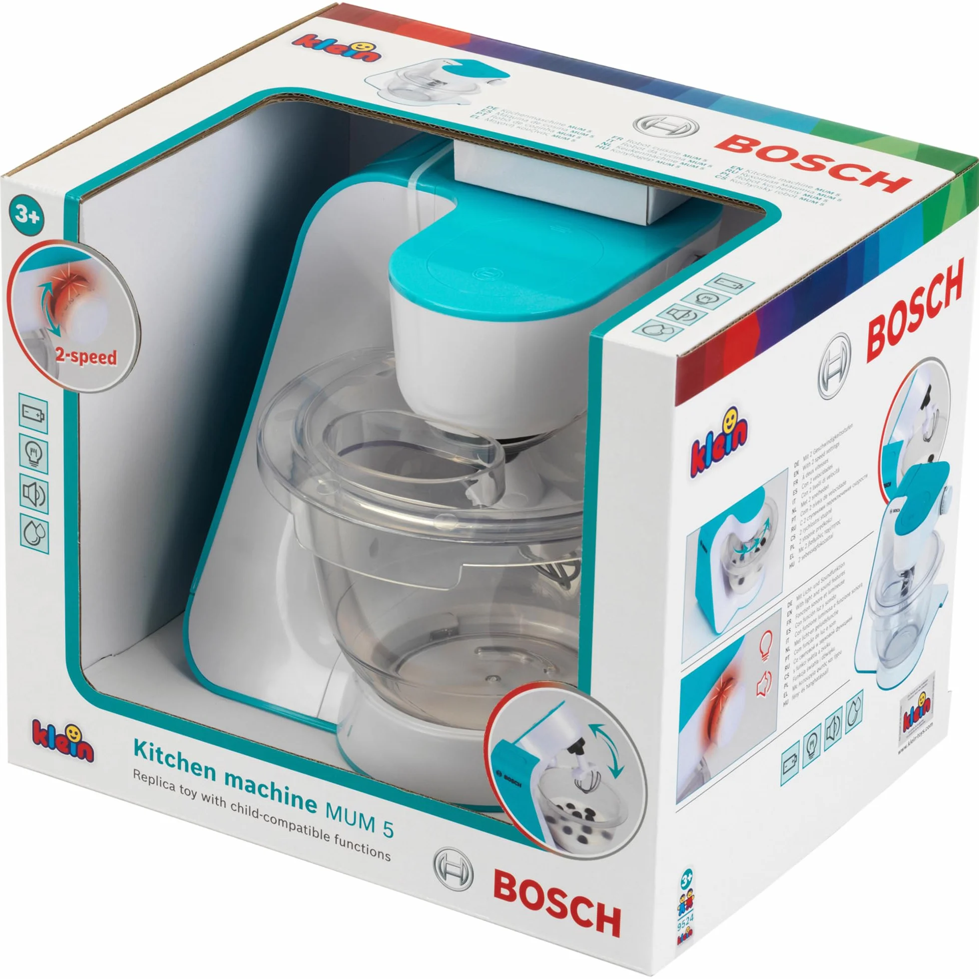 Theo Klein 9521 Robot kuchenny Bosch | Dziaajcy na baterie robot kuchenny o dwóch prdkociach | Wymiary: 20 cm x 22 cm x 20 cm I Zabawki dla dzieci od 3. roku ycia