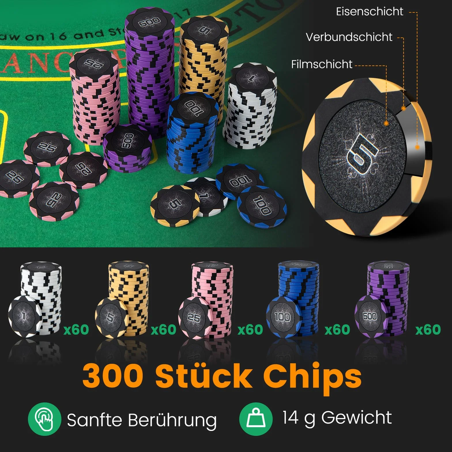 COSTWAY Zestaw do pokera, 300 żetonów, walizka pokerowa z 2 taliami na karty, 5 kostkami, przycisk krupiera, mata, mikser kart i rozdawacz kart, aluminium, kasyno w pokera, kompletny zestaw zamykany