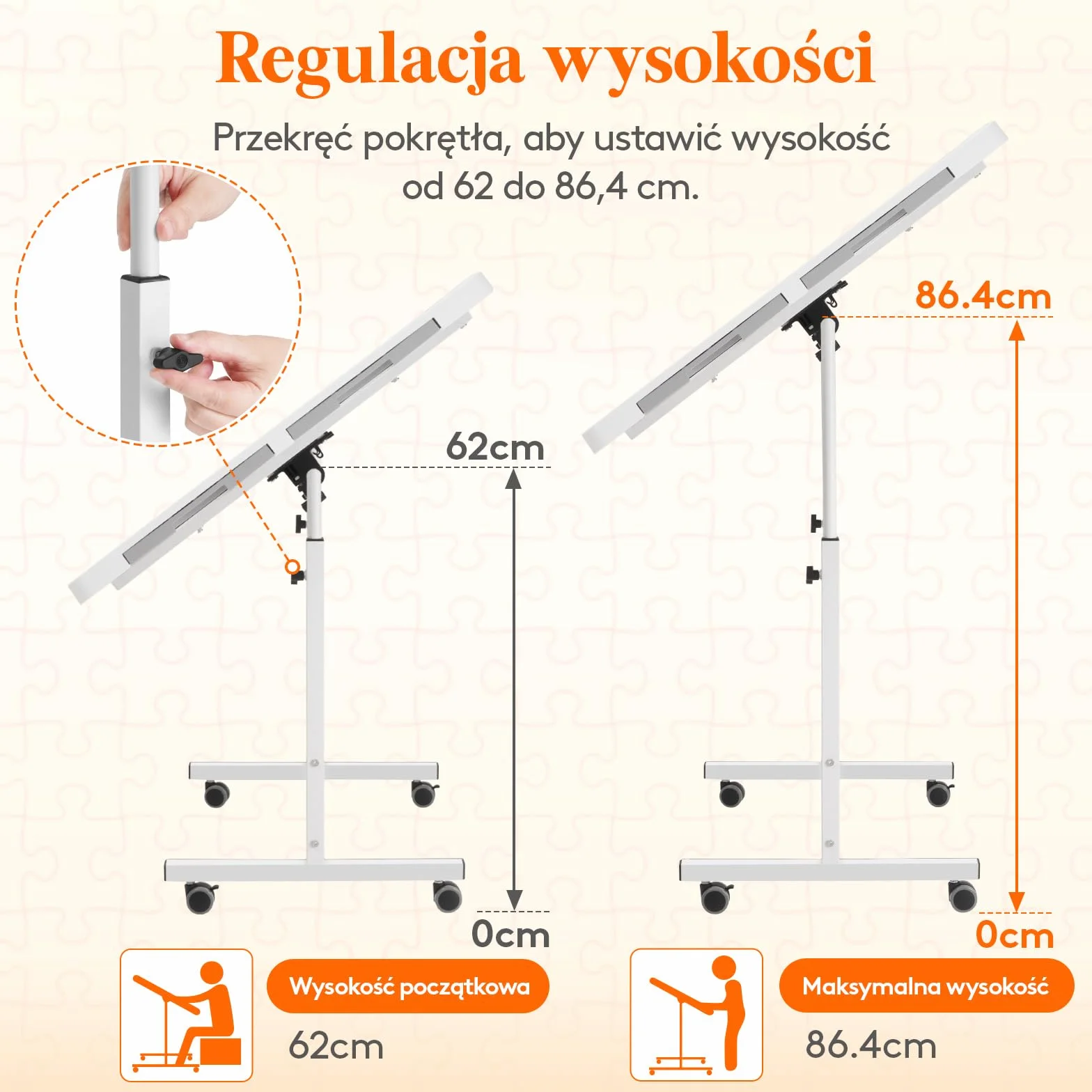 Lifewit 1500 ruchomych puzzli z 4 szufladami / pokrywa, 88,9 x 68,5 cm, deska do puzzli z uchylnymi uchwytami, filcowe półki, stół puzzle z regulacją wysokości, z kółkami blokującymi, biały