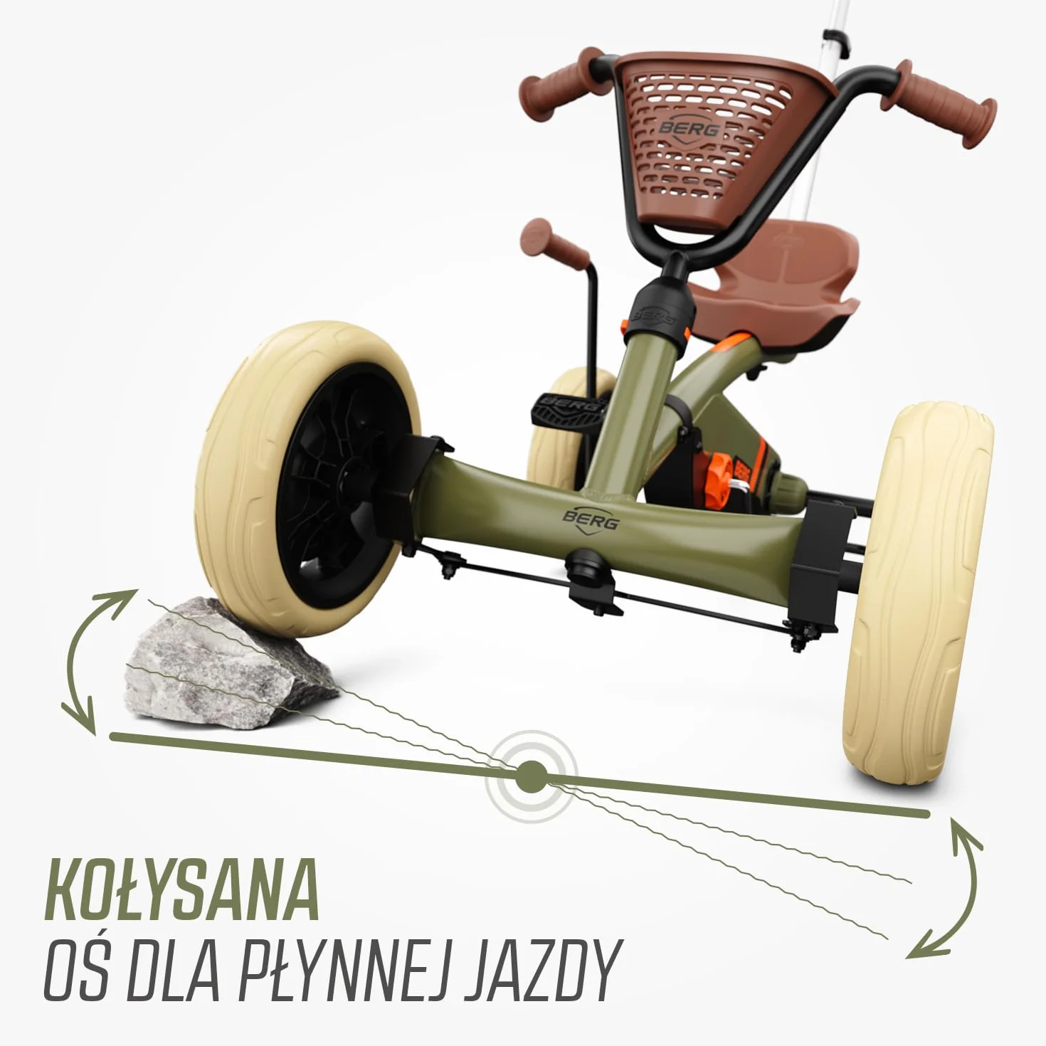 BERG Pedał Gokart Buzzy Retro 2 w 1 z drążkiem przesuwnym, pojazd dziecięcy, bezpieczeństwo i stabilność, zabawka dla dzieci w wieku 2-5 lat