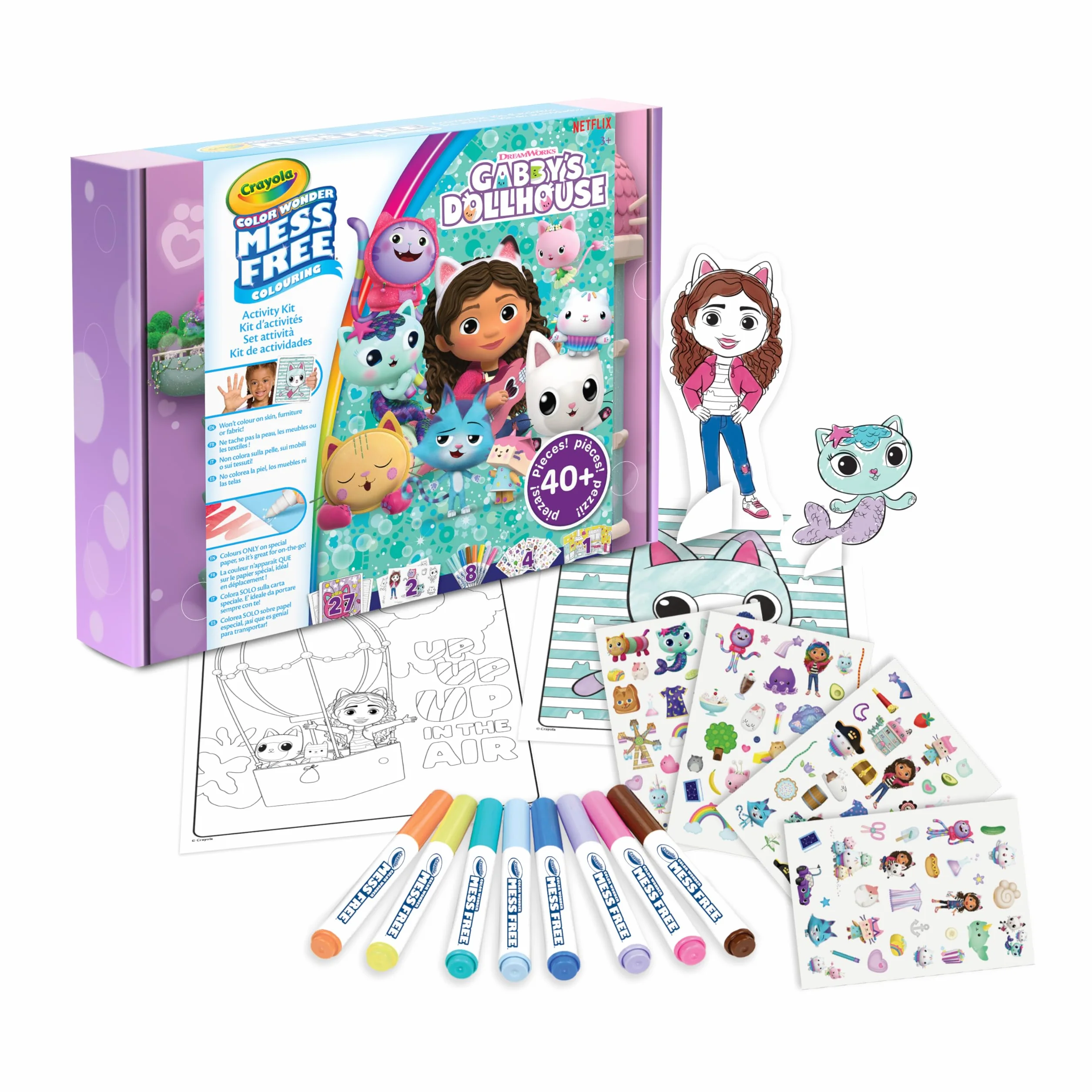 CRAYOLA Color Wonder Activity Kit Gabby's Dollhouse | Zabawa w kolorowanie bez bałaganu | Zawiera 40 sztuk | Od 3 lat