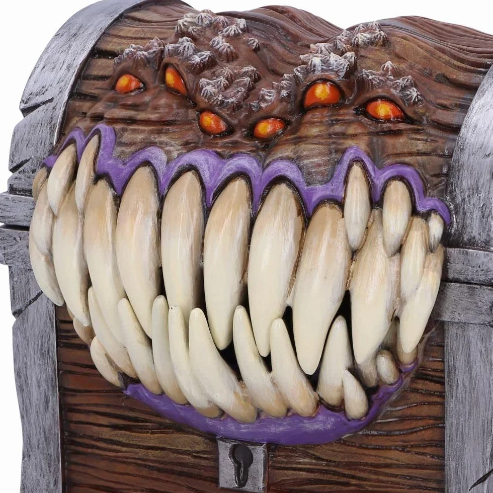 Nemesis Now Dungeons & Dragons Naśladujące pudełko do przechowywania kości, 11,3 cm, żywica, brązowa, oficjalnie licencjonowany towar D&D, pudełko na kości z postaciami, odlewane w najlepszej żywicy,