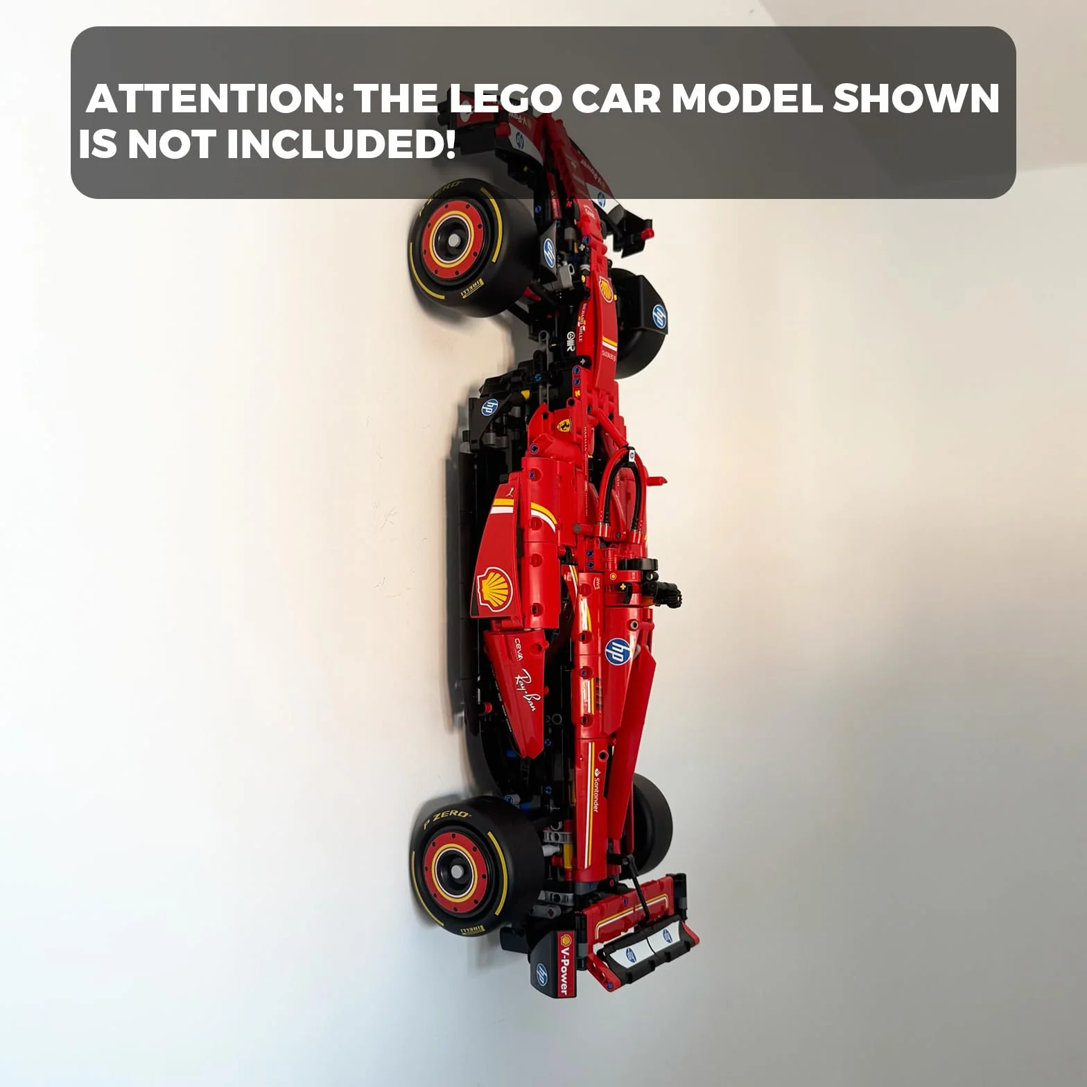 Uchwyt ścienny kompatybilny z LEGO Technic Ferrari SF-24 F1 (42207), uchwyt pionowy ze stopu aluminium do bezpiecznej prezentacji Twojego samochodu, zestaw samochodowy nie zawiera