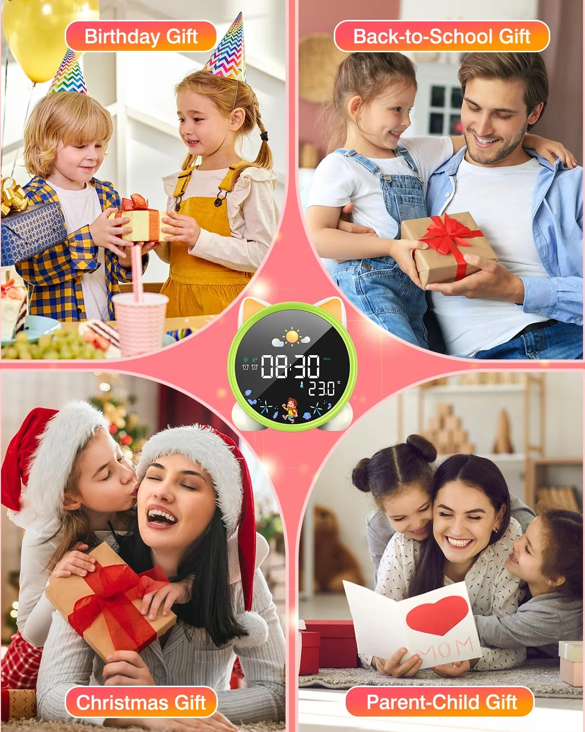 Lemnoi Budzik dla dzieci, zegar trenera snu dla dzieci, zegar OK to Wake z trybem słońca i księżyca, odliczanie/timer, podwójny alarm, regulowane światło nocne, muzyka do spania, drzemka, temperatura
