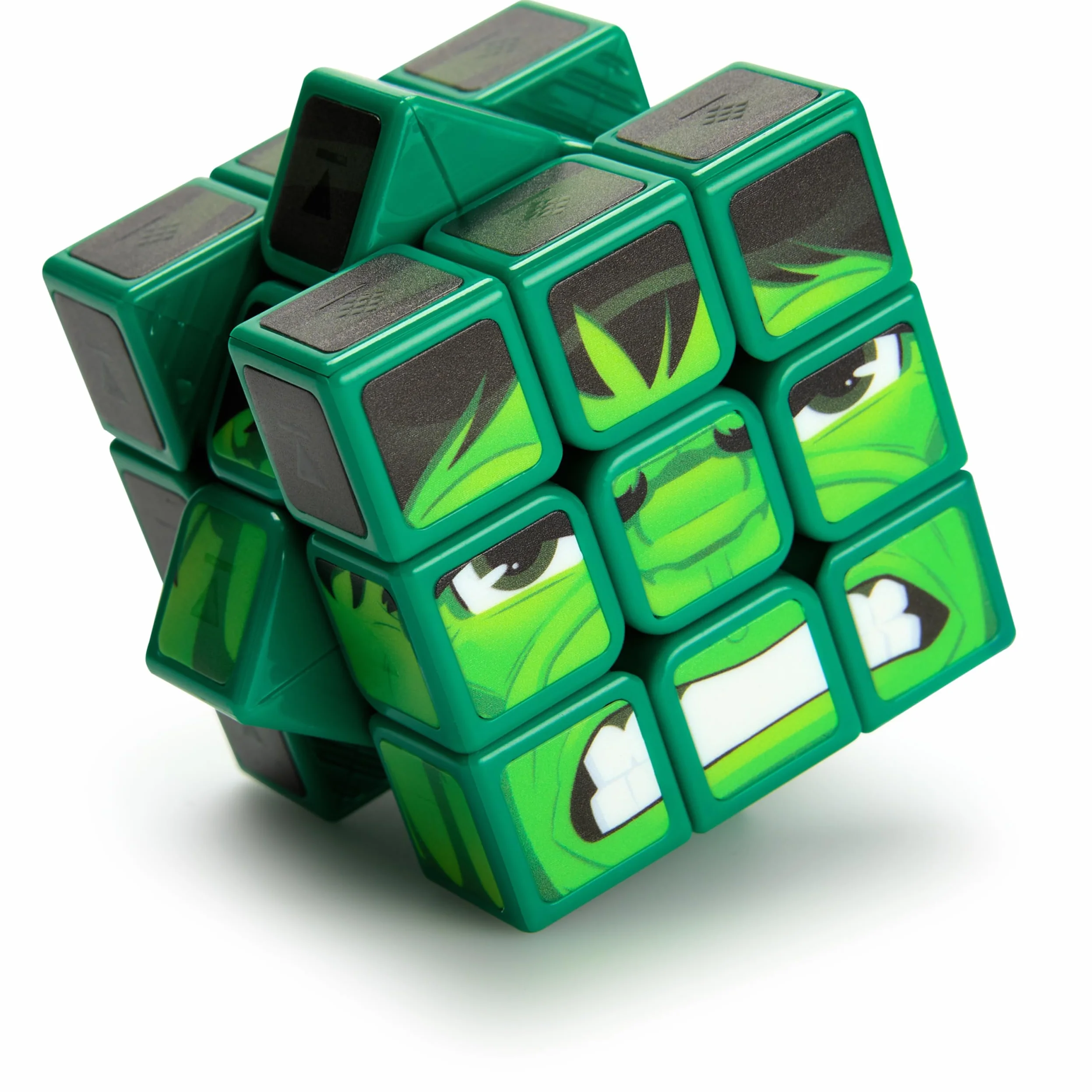 Rubik's Cube, Cubers - Hulk, 3 x 3 Marvel kostka Rubika w stylu Hulk, z fajnymi akcesoriami: korpus, stojak - wyzwanie superbohaterów, od 8 lat
