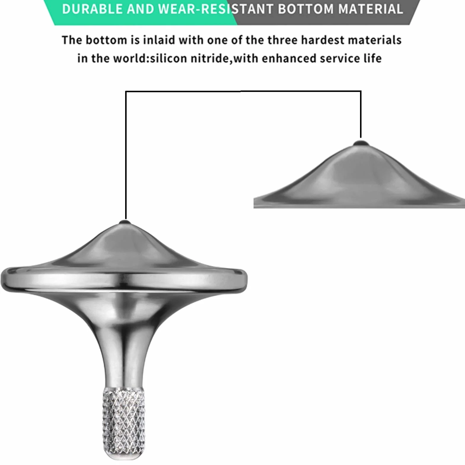 Precyzyjny metalowy bączek zabawka spinning top, płynne wirowanie przez długi czas, najlepszy czas wirowania w 8 minut, idealna równowaga Dobrze wykonane zabawki EDC (Srebrny)