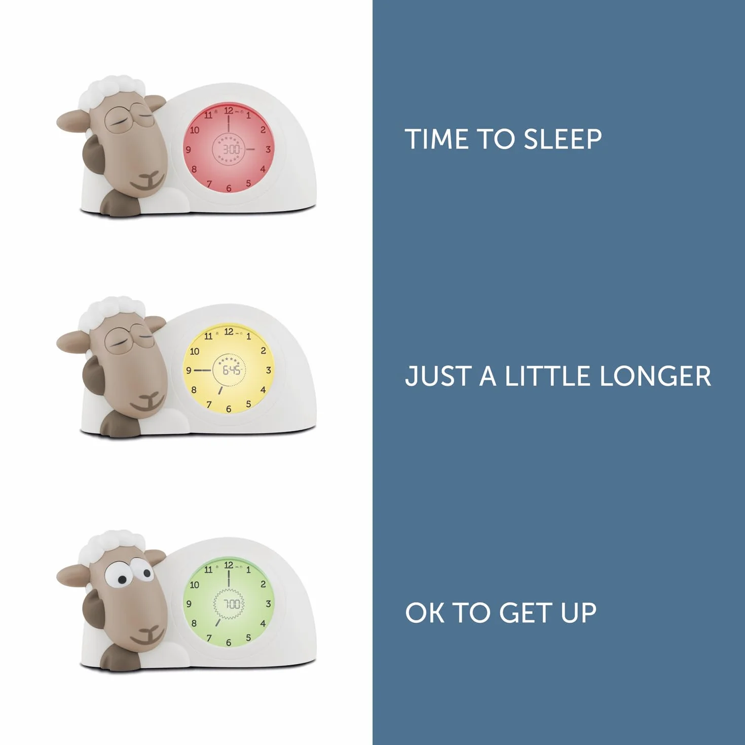 Zazu Sam The Lamb zegar do trenera snu i lampka nocna dla dzieci, regulowana jasność, automatyczne wyłączanie, brązowy