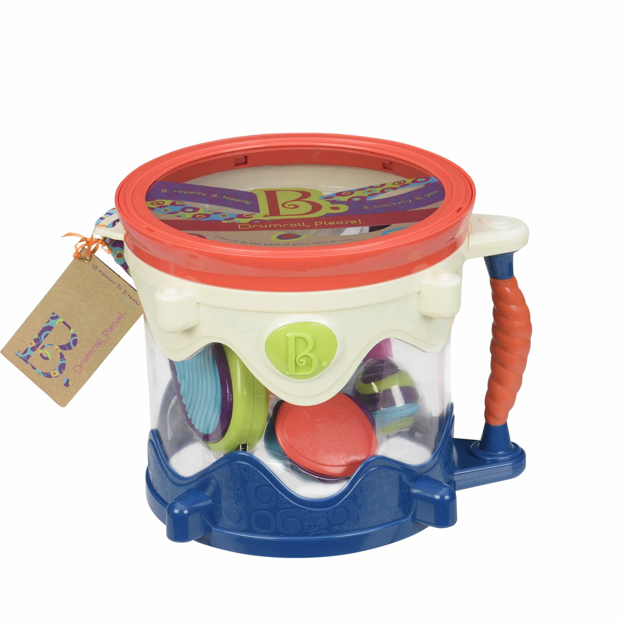 B. toys by Battat - B. Drumroll - zestaw perkusji do zabawy (zawiera 7 instrumentów perkusyjnych dla dzieci)