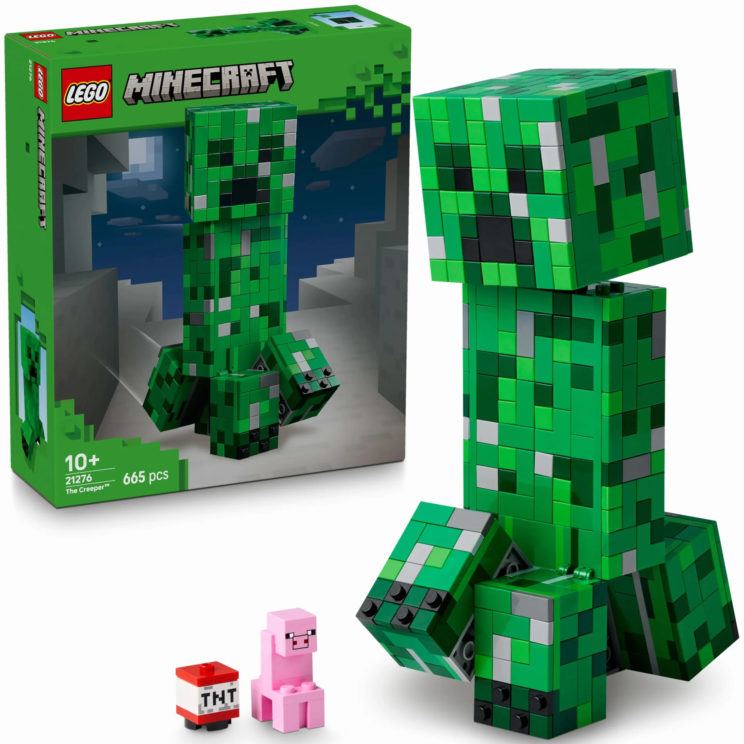 LEGO Minecraft Creeper, zabawka konstrukcyjna dla 10-latka z figurką akcji, zestaw dla gracza i pomysł na prezent dla chłopca i dziewczynki, fana gry wideo, ozdoba do pokoju dziecięcego 21276