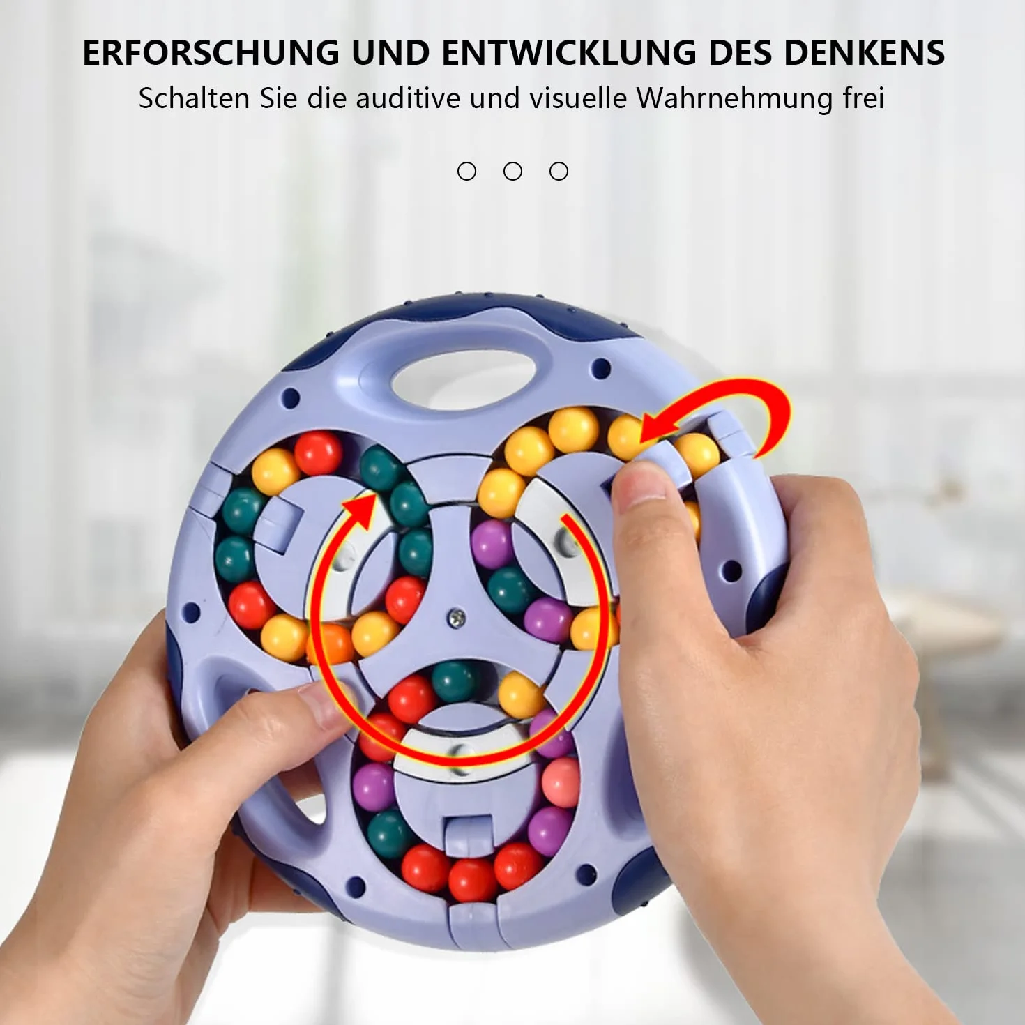 GERUI Obracająca się kostka na palce, gra inteligencyjna, IQ Game Magic Bean, zabawka dekompresyjna, zabawka dla dzieci, nastolatków i dorosłych – zabawka łagodząca lęk (niebieska)