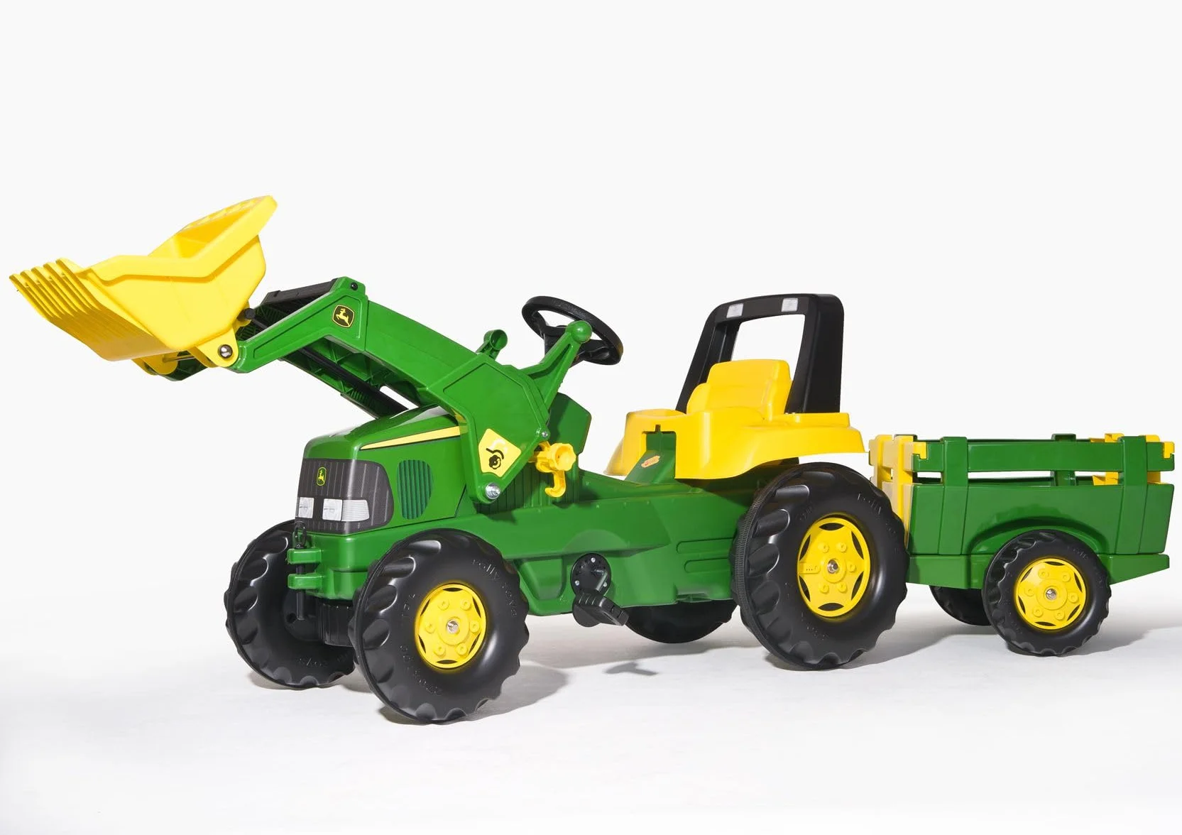 Rolly Toys John Deere 811496 Junior Ciągnik (ciągnik rolniczy dla dzieci w wieku 3-7 lat, ciche opony, kolor zielony/żółty)
