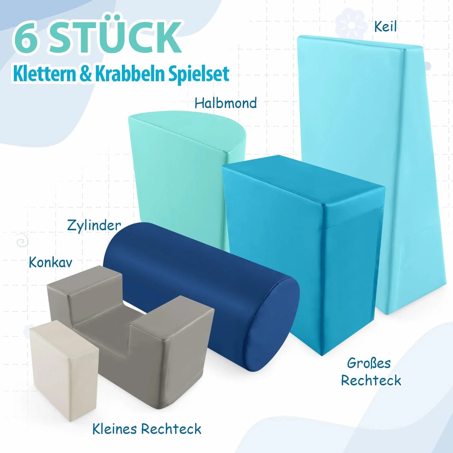 COSTWAY 6 szt. piankowych klocków budowlanych, gigantyczne klocki do zabawy i wspinaczki, miękkie klocki z pianki, duże klocki wielokolorowe, dla dzieci w wieku przedszkolnym, niemowląt i dzieci w