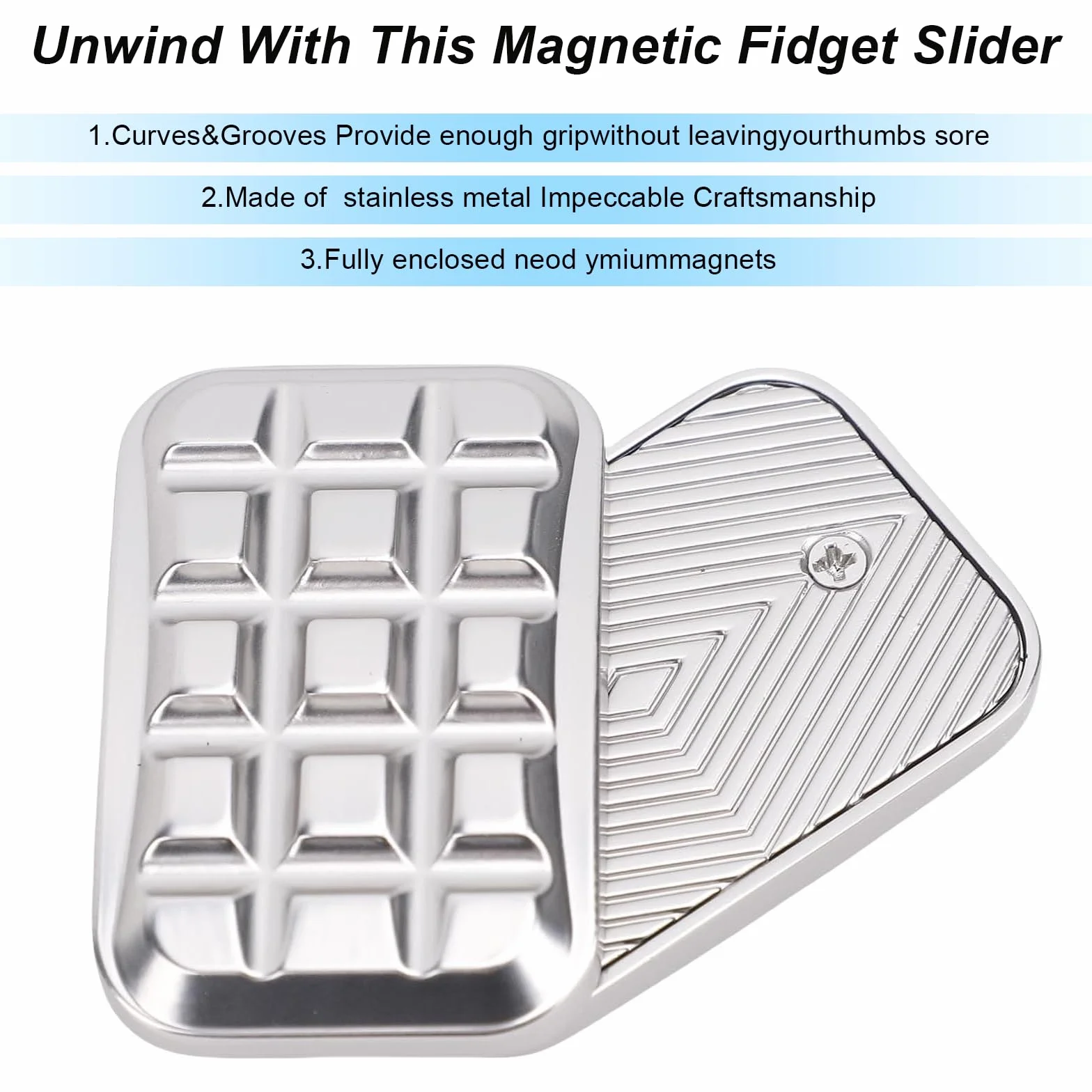 Fidget Slider - Zabawki Metalowe dla Dorosłych, EDC Dekompresja, Srebrny Metal, Antystresowe Obiekt dla ADHD i Lęku, Odstresowujący Prezent