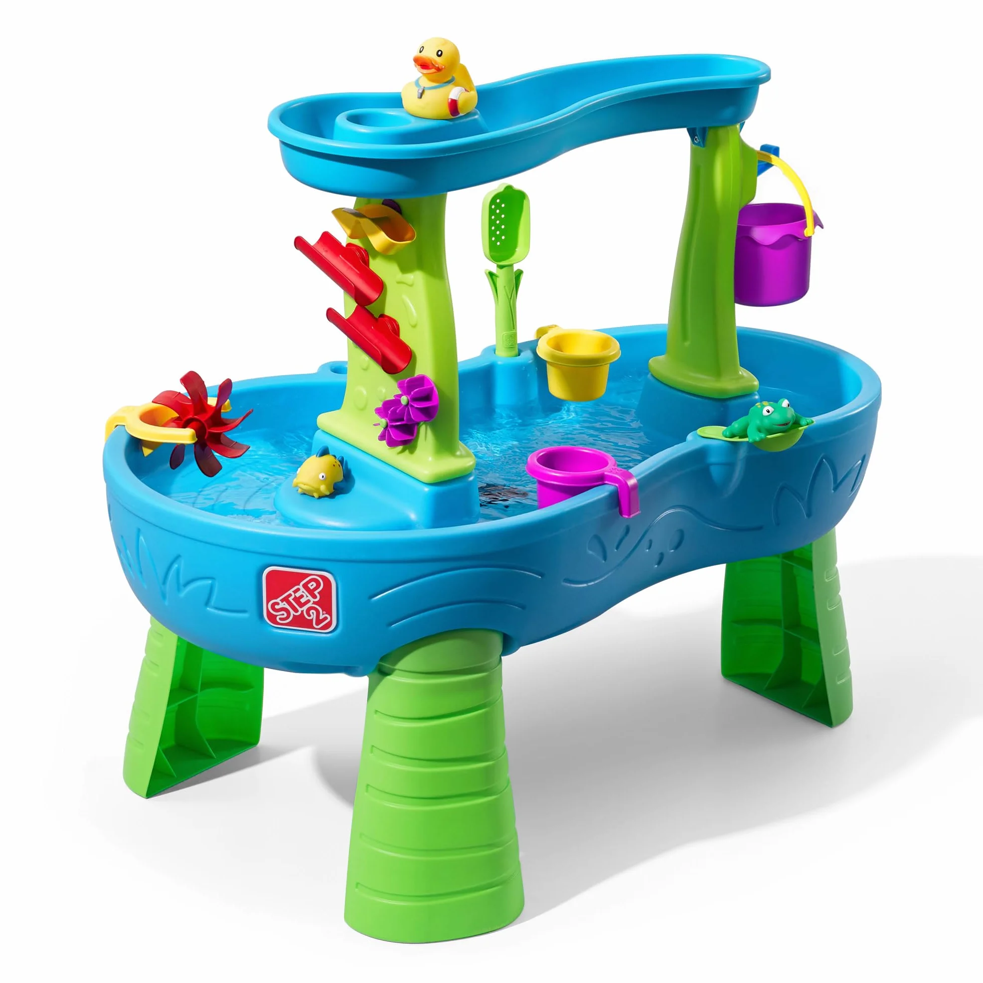 Step2 Rain Showers Splash Pond Stol Wodny z 13-czesciowym zestawem akcesoriow | Zabawki wodne dla dziecka | Stol z woda do ogrodu