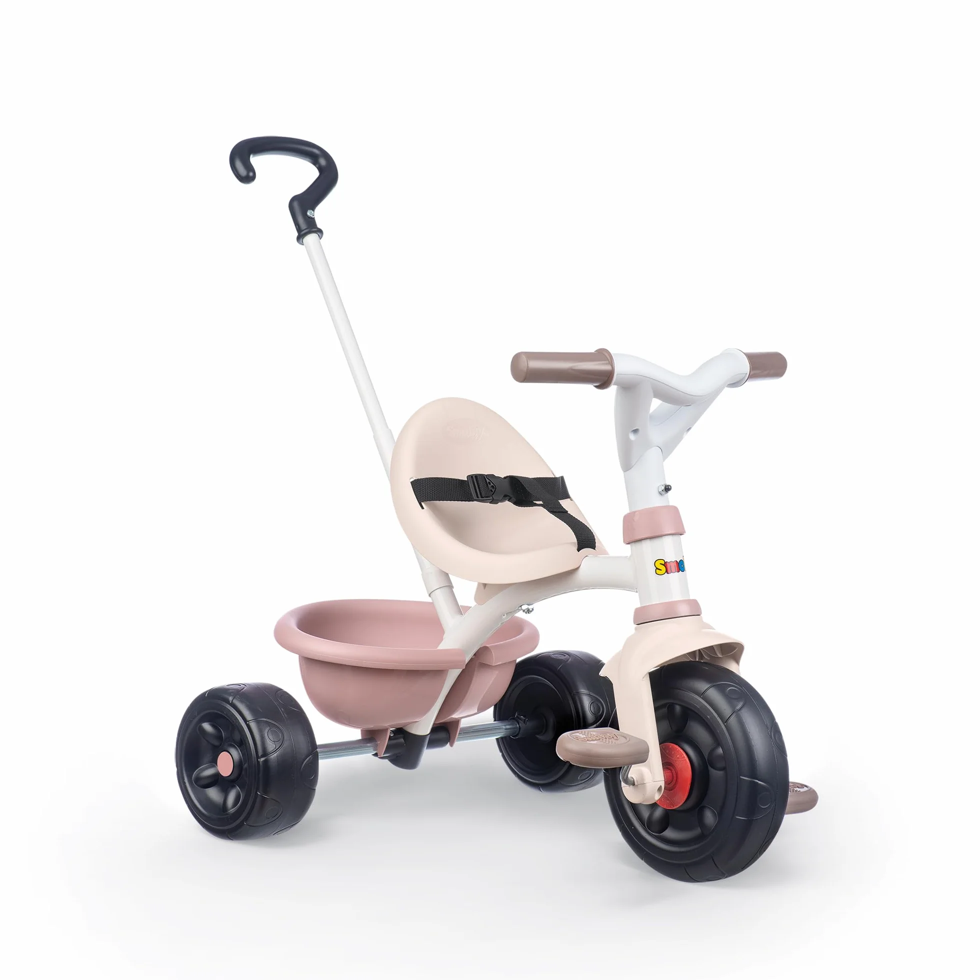 Smoby - Be Fun Pink Tricycle - Regulowana laska dla rodzica do 95 cm i zdejmowana - Pas bezpieczeństwa - Od 15 miesięcy - Wyprodukowano w Hiszpanii