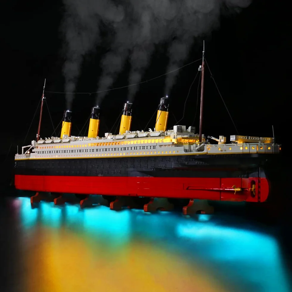 BrickBling Zestaw oświetleniowy LED, kompatybilny z zestawem klocków Lego Creator Expert Titanic 10294 (bez modelu), zestaw oświetleniowy DIY do statku Titanic dla 10294 – wersja ulepszona