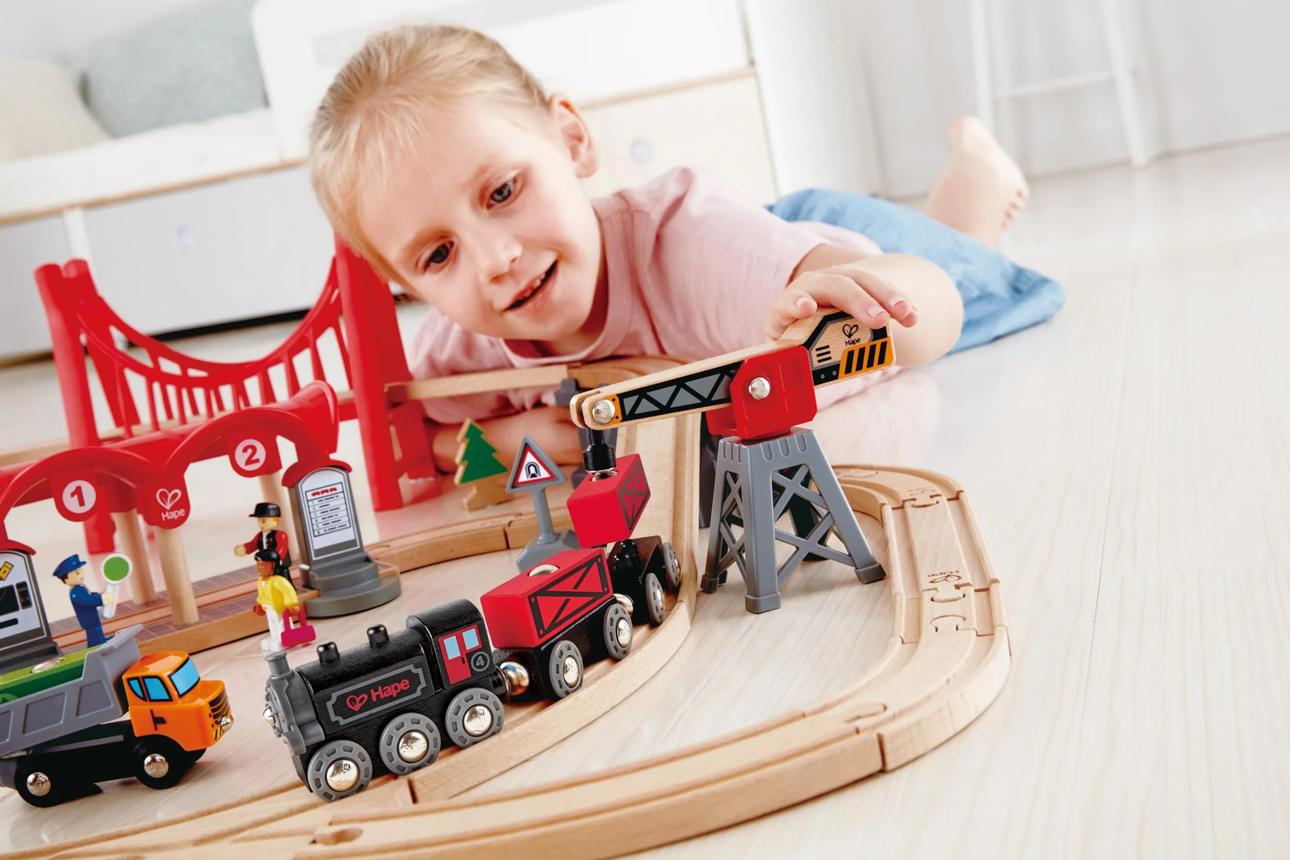 Hape Steam-Era Freight Railway Wooden Train Track Accessories