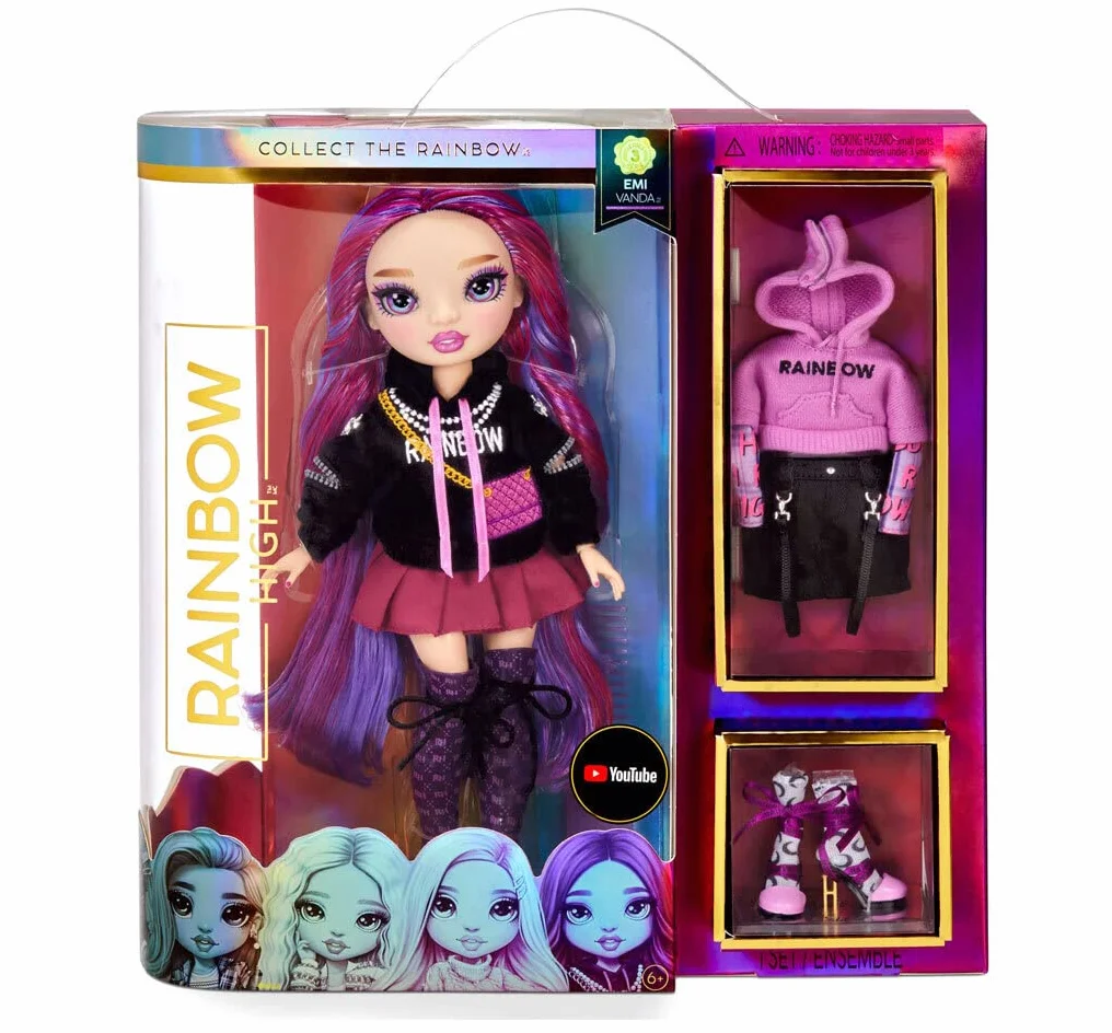 Rainbow High Lalka Modowa - Kolekcjonerska Zabawka Dla Dzieci - z 2 Strojami Oraz Akcesoriami Dla Lalek - Swietny Prezent Dla Dzieci w Wieku 6-12 Lat, EMI VANDA - Orchid (Ciemnofioletowa)